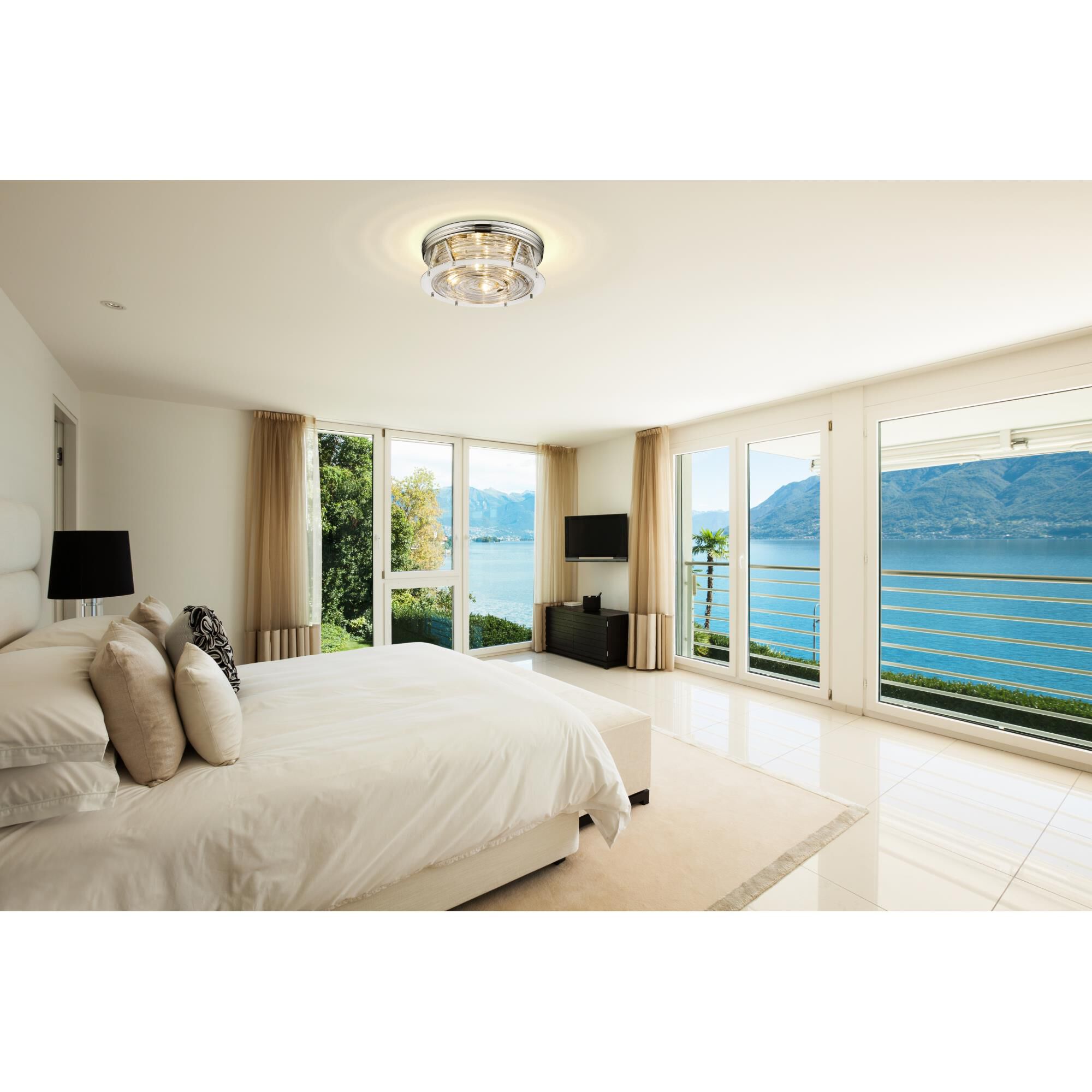 Shown in Polished Nickel finish and Clear glass and No Shade shade