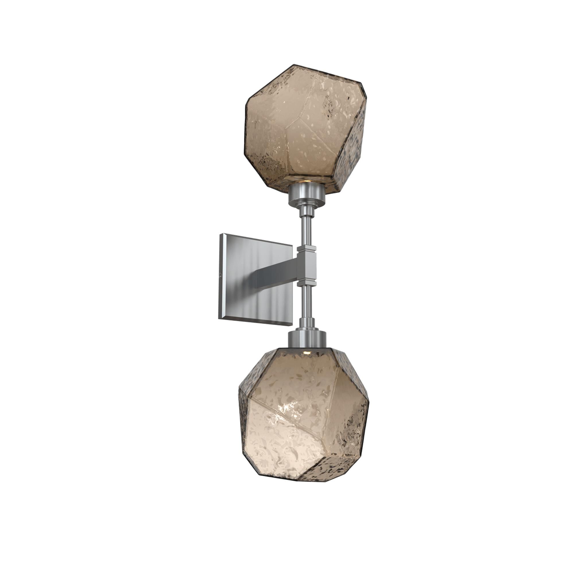 Shown in Satin Nickel finish and Bronze Blown glass