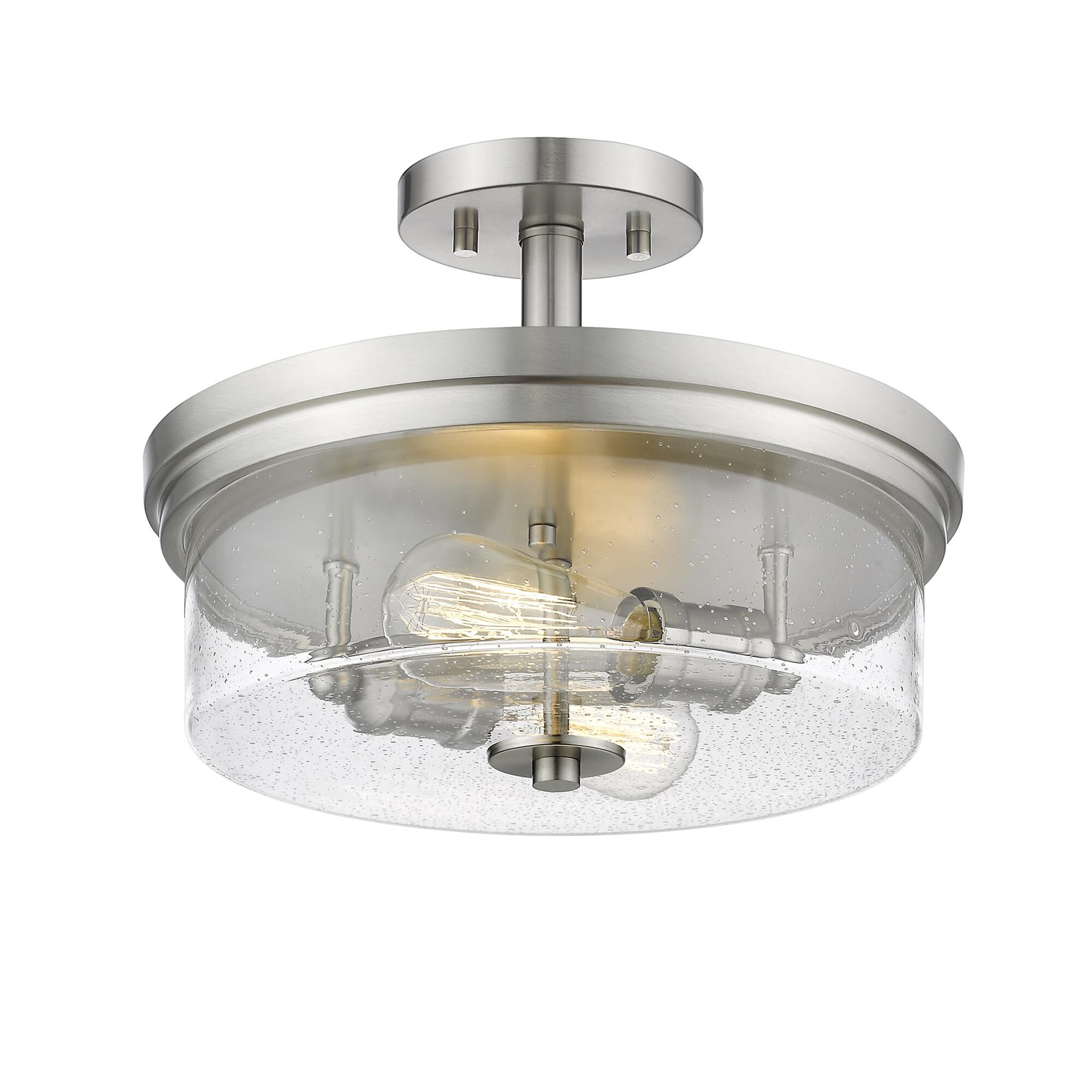 Shown in Brushed Nickel finish and Glass shade