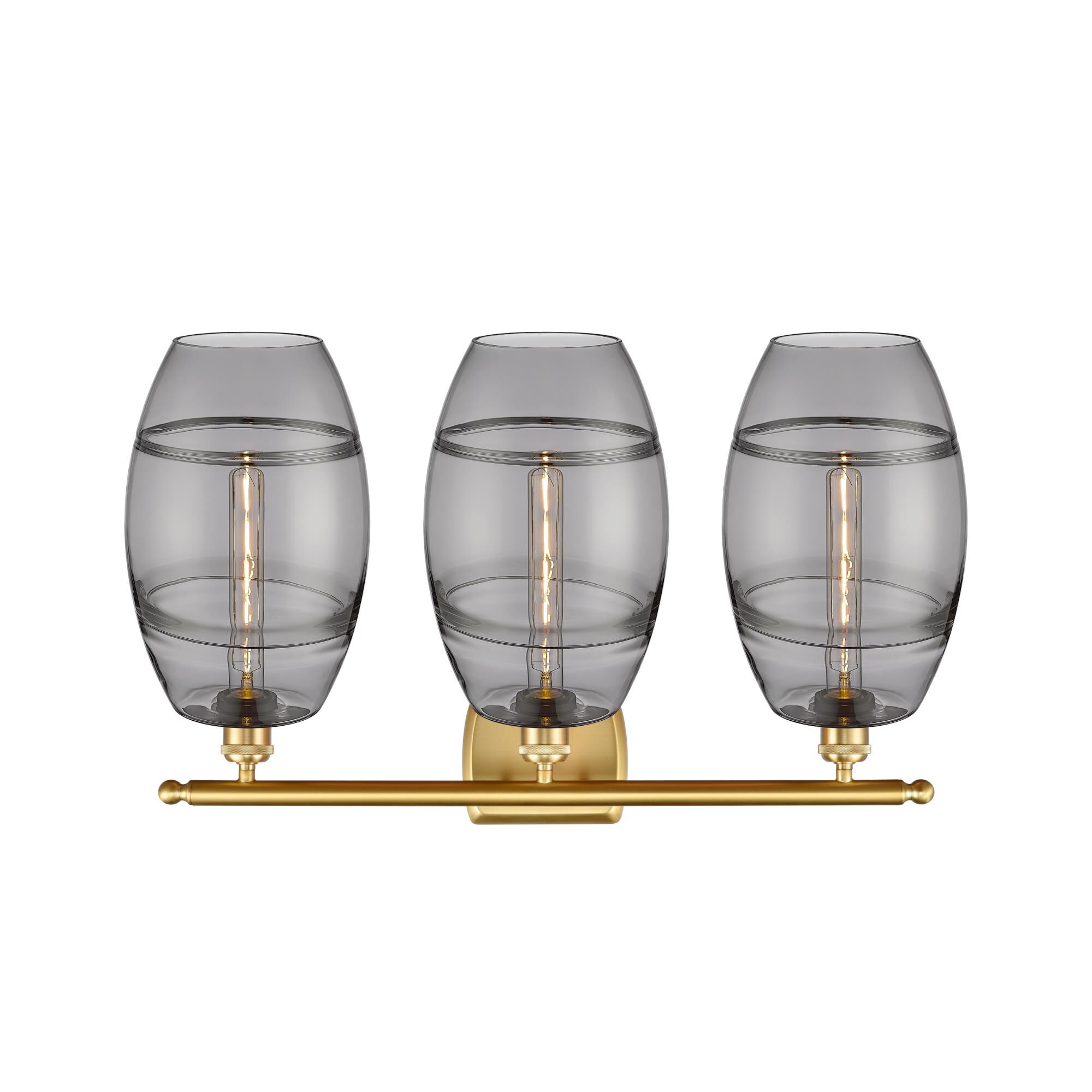 Shown in Satin Gold finish and Light Smoke glass