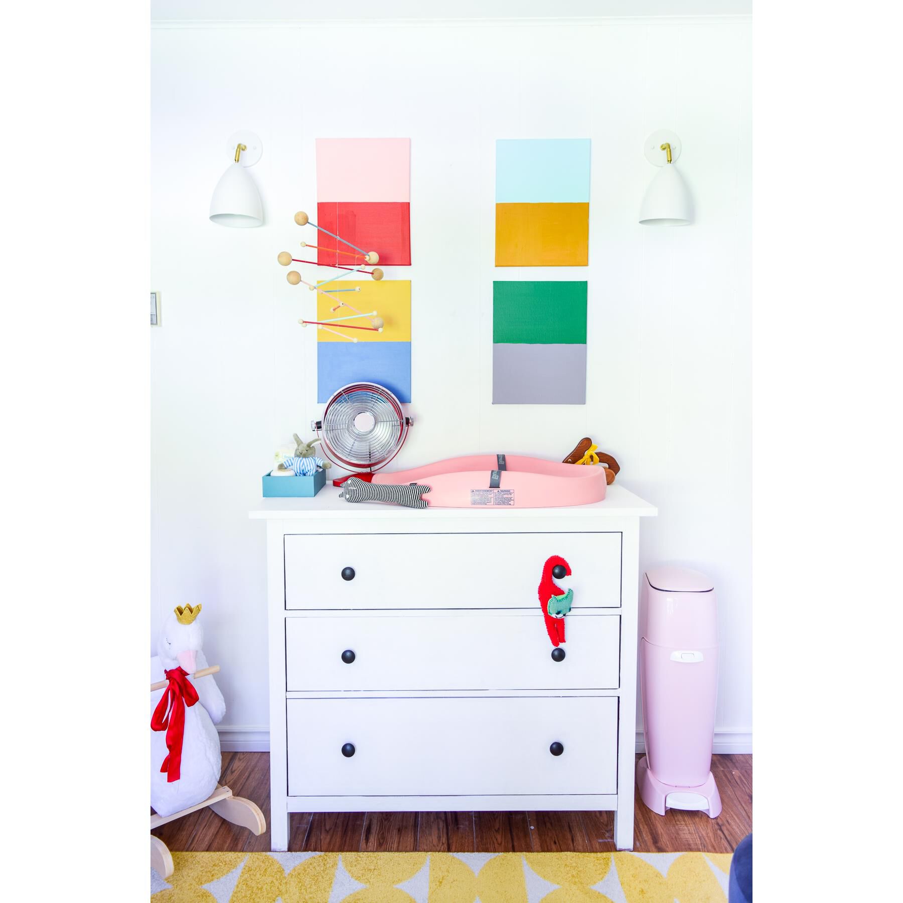 Shown in White finish and White Metal shade and Aged Brass accent