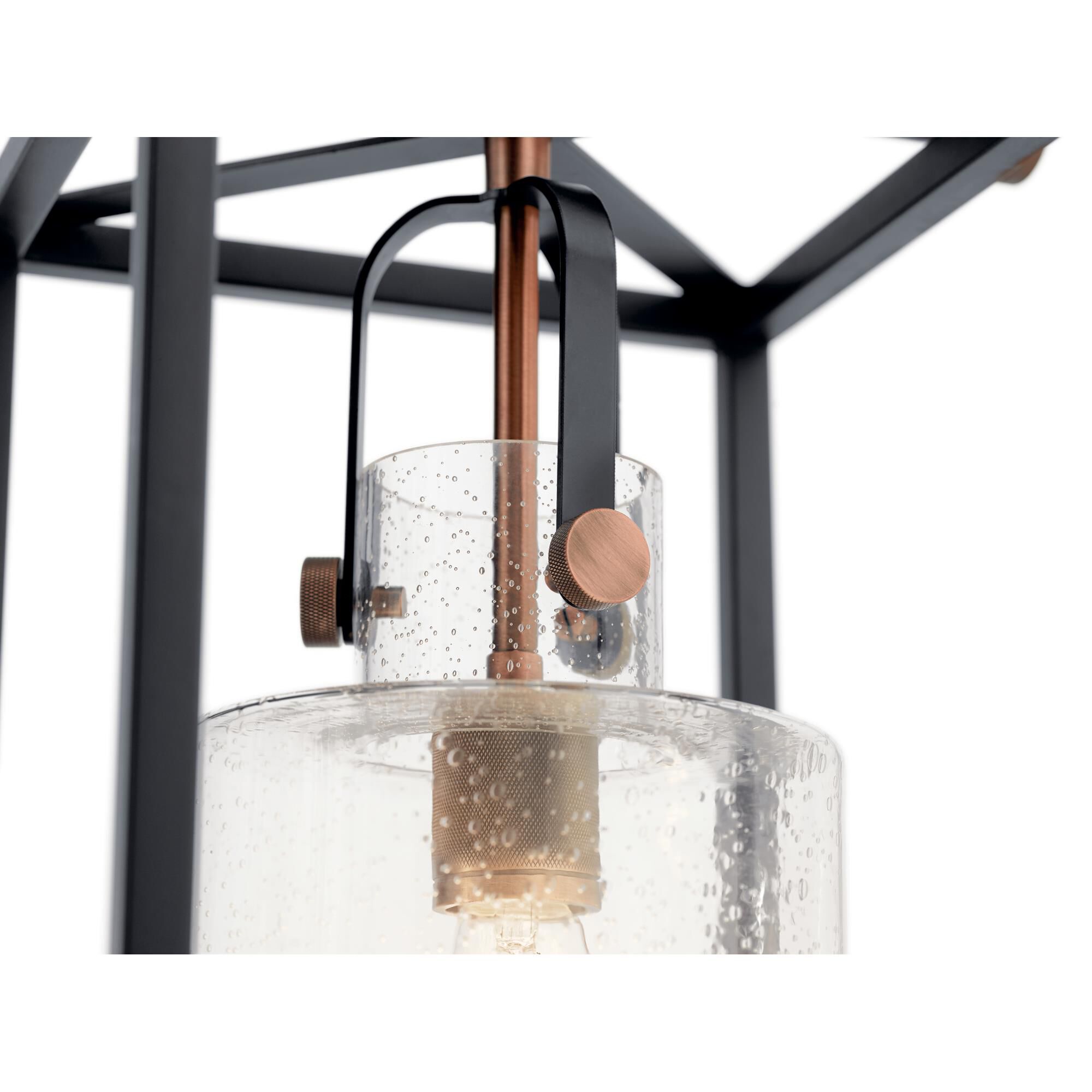 Shown in Black finish and Clear Seeded glass