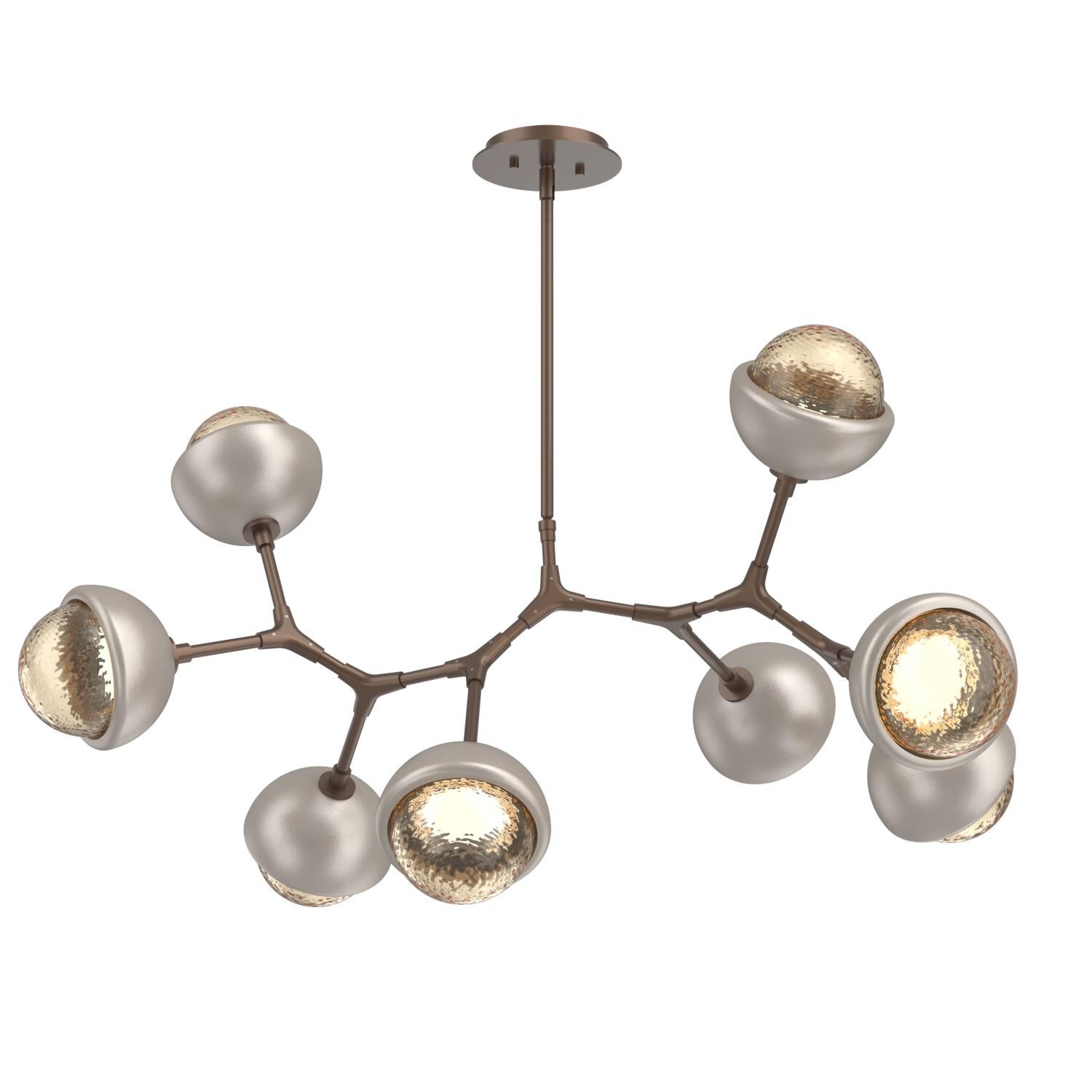 Shown in Burnished Bronze finish and Amber glass and Beige Silver accent