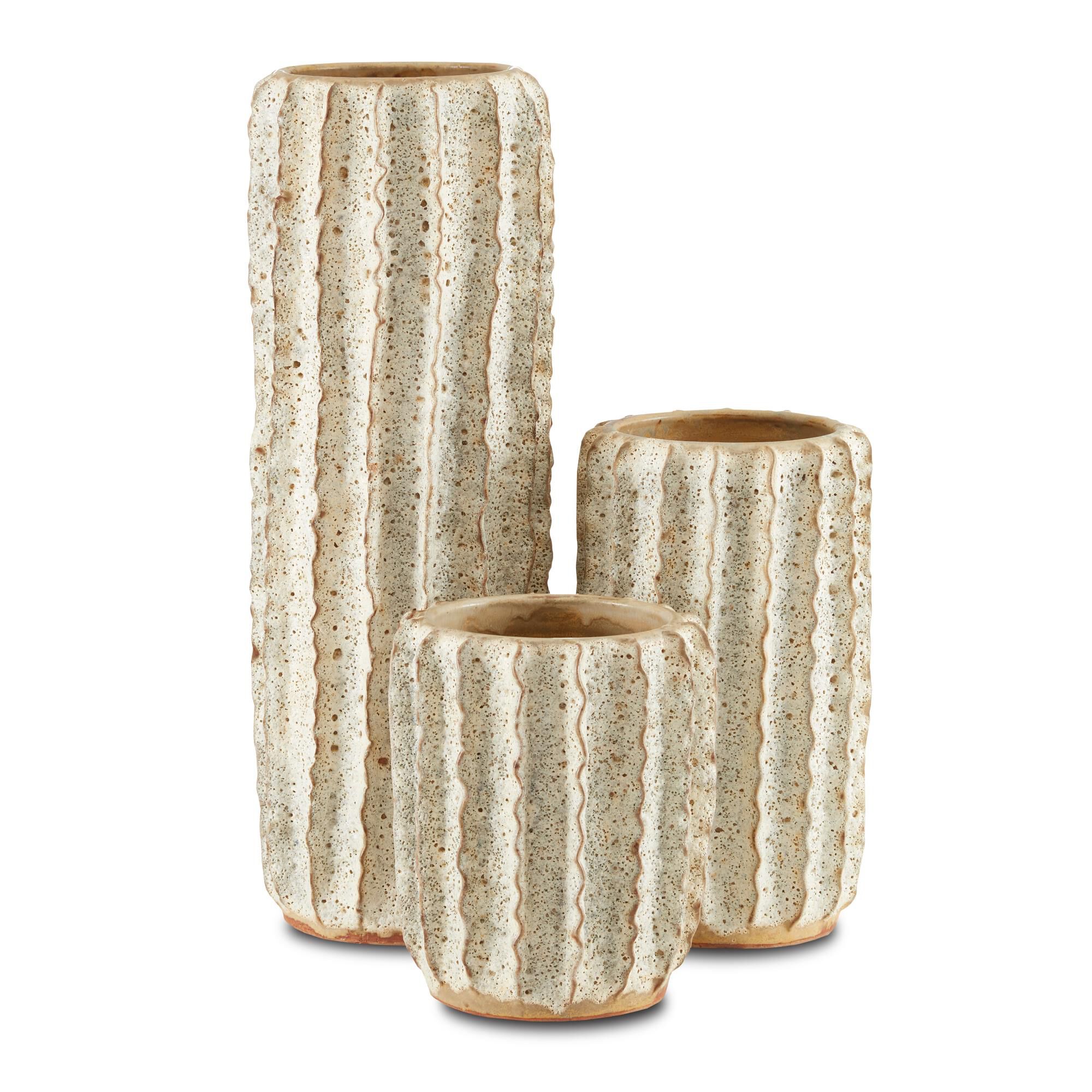 Sunken Boat Moss White Medium Vase Vase-Urn by Currey and Company