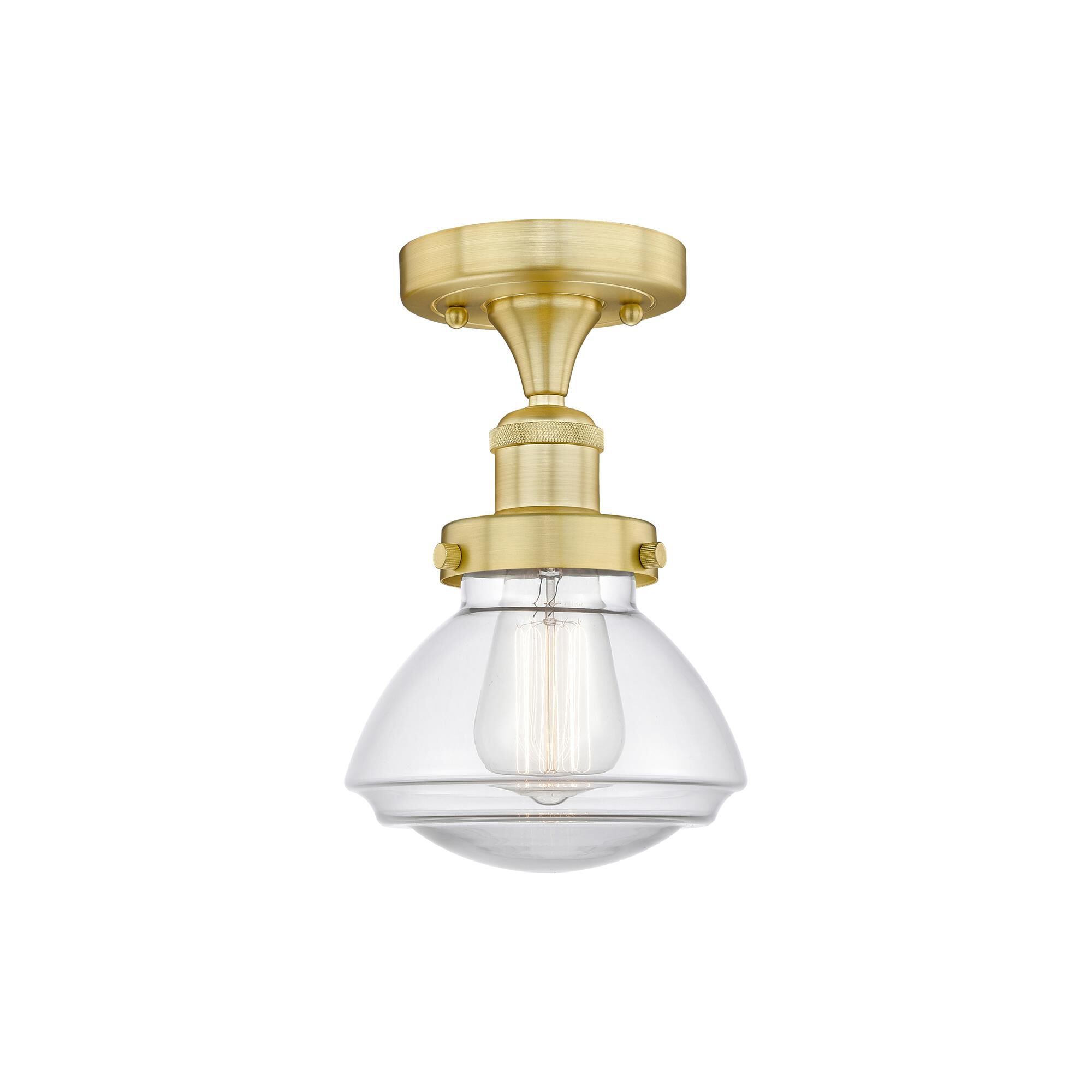 Shown in Satin Gold finish and Clear glass