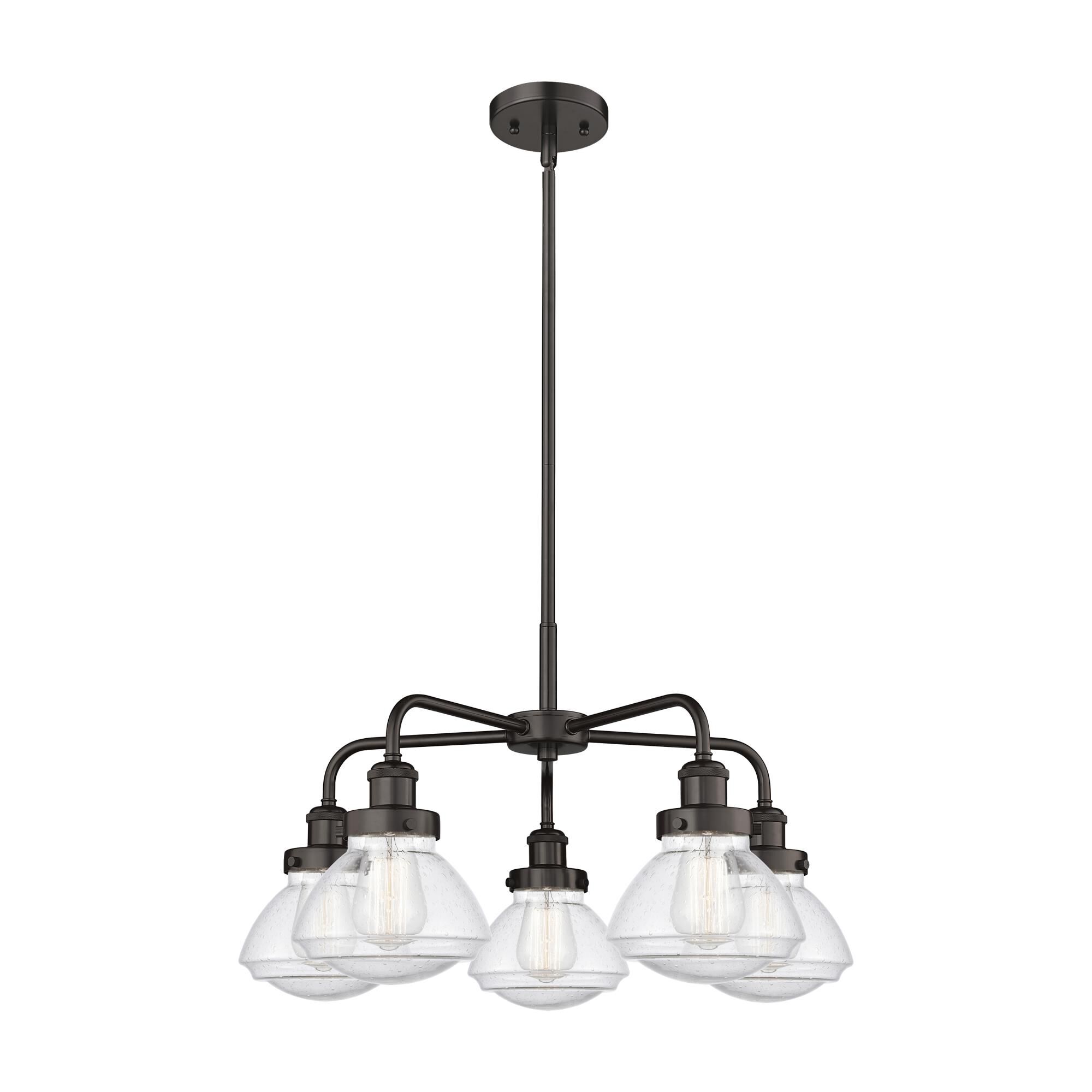 Shown in Oil Rubbed Bronze finish and Seedy glass