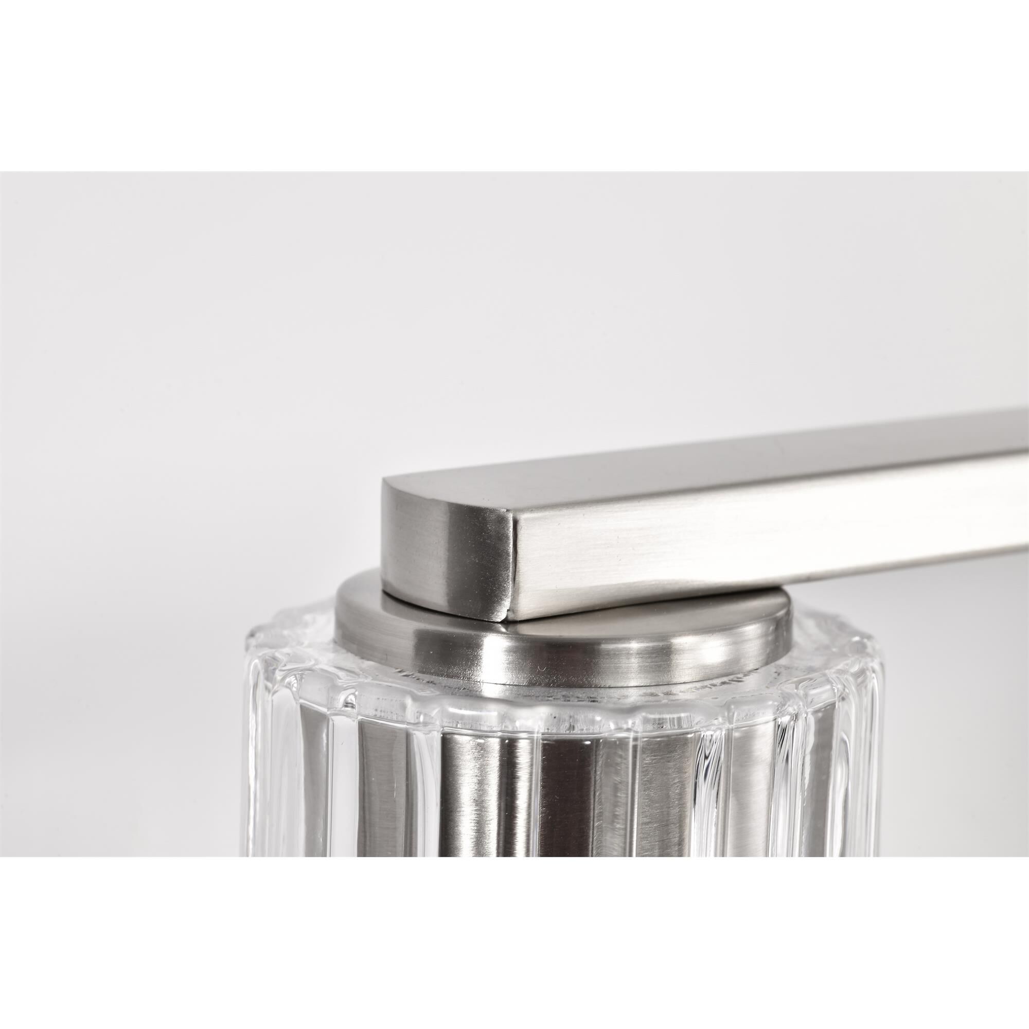 Shown in Brushed Nickel finish and Clear glass
