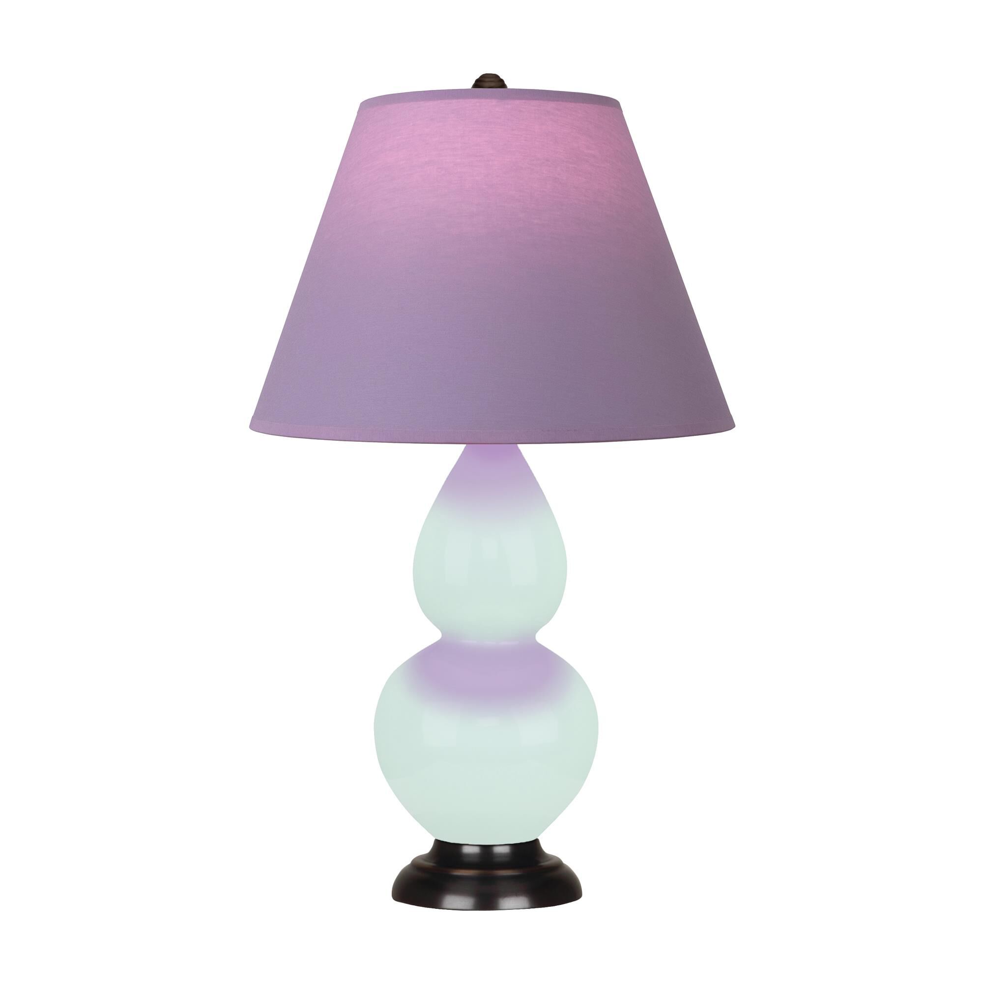Shown in Mint Glazed finish and Lavender and Plum shade and Deep Patina Bronze accent