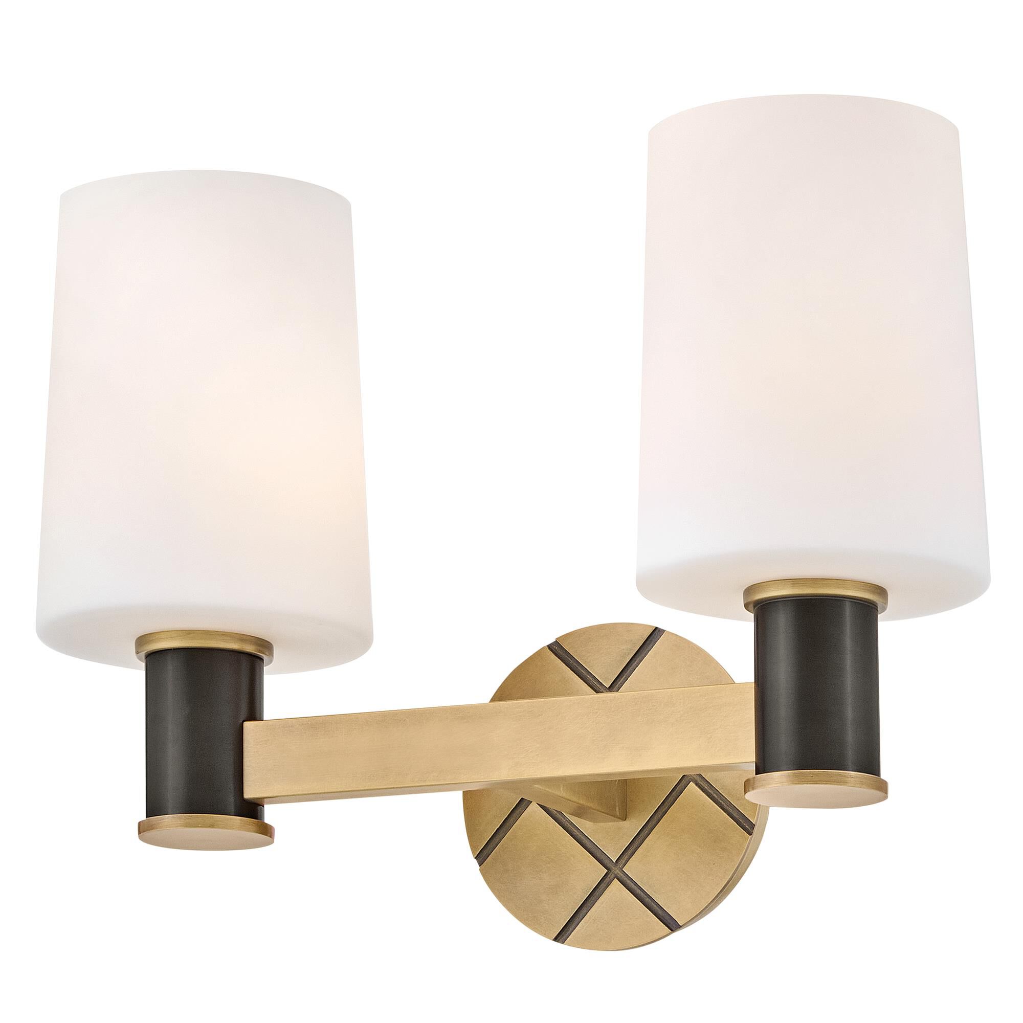 Shown in Heritage Brass finish and Etched Opal glass and Black Oxide accent