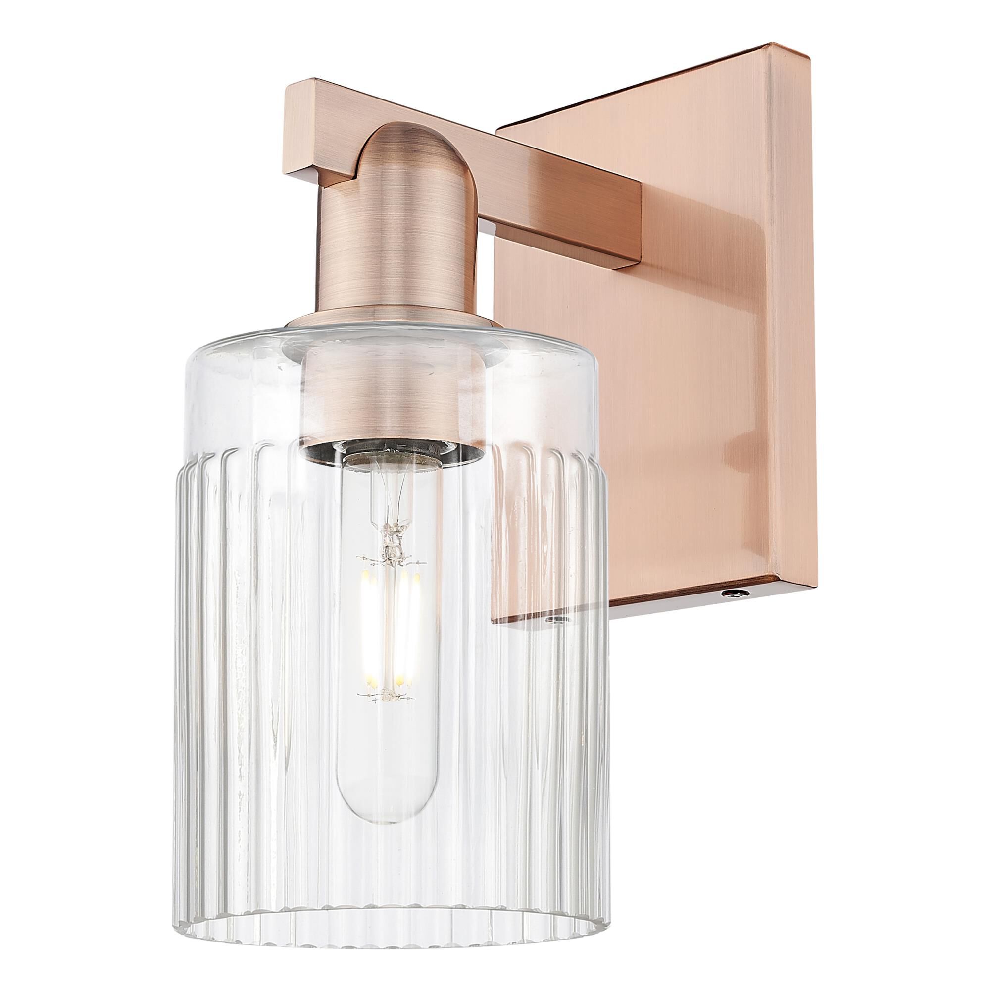 Shown in Antique Copper finish and Clear glass