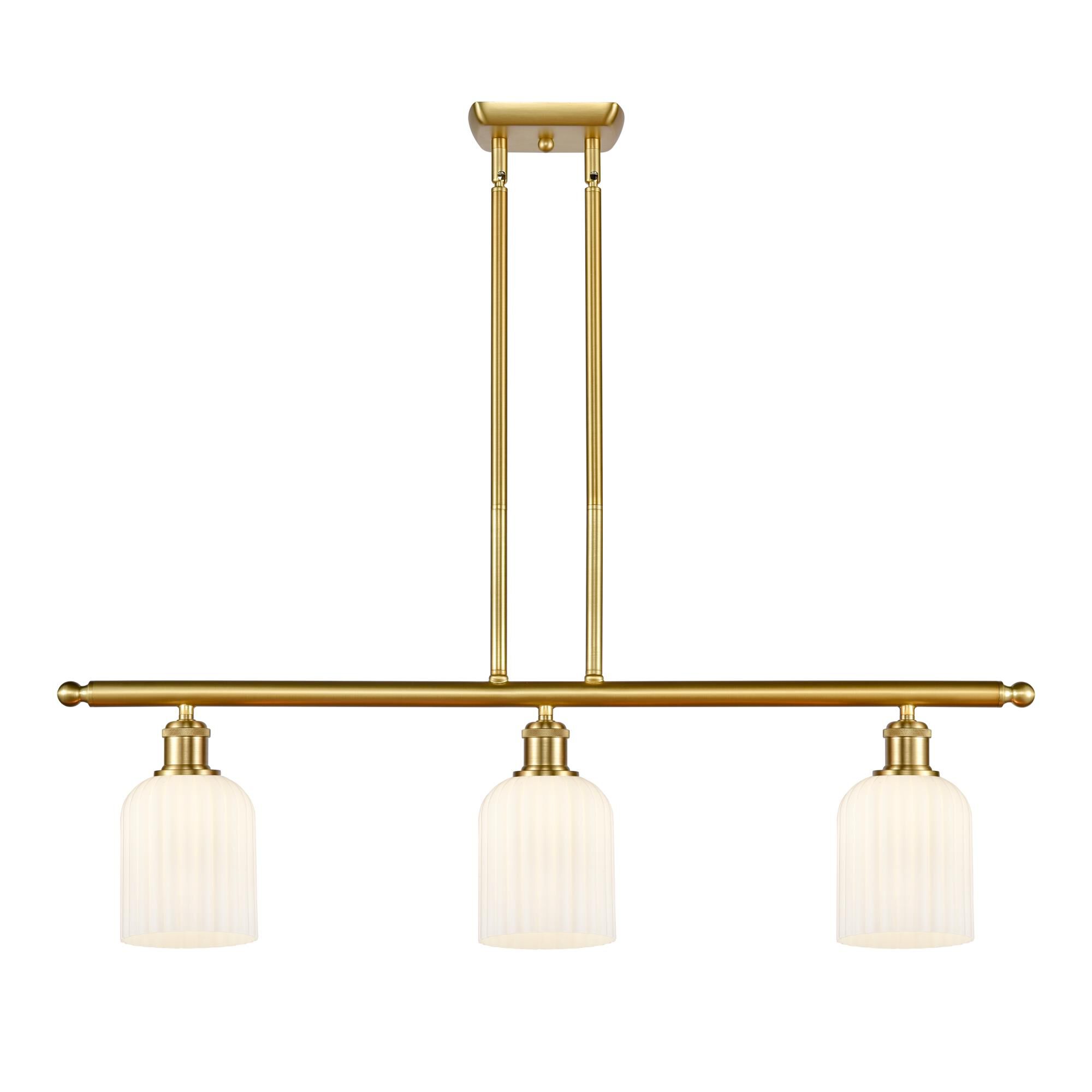 Shown in Satin Gold finish and Gloss White shade