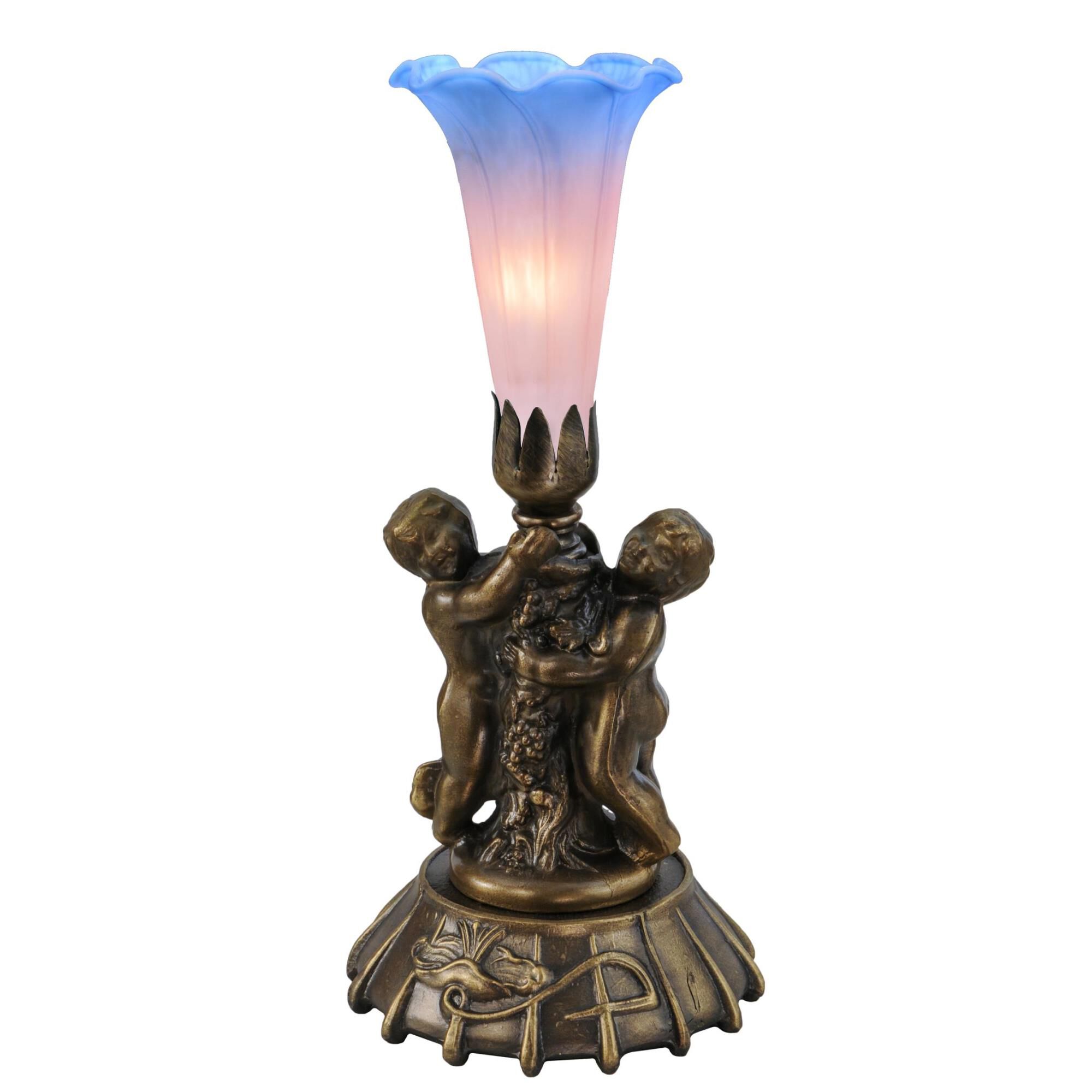 Twin Cherub Pond Lily 12 Inch Accent Lamp by Meyda Lighting
