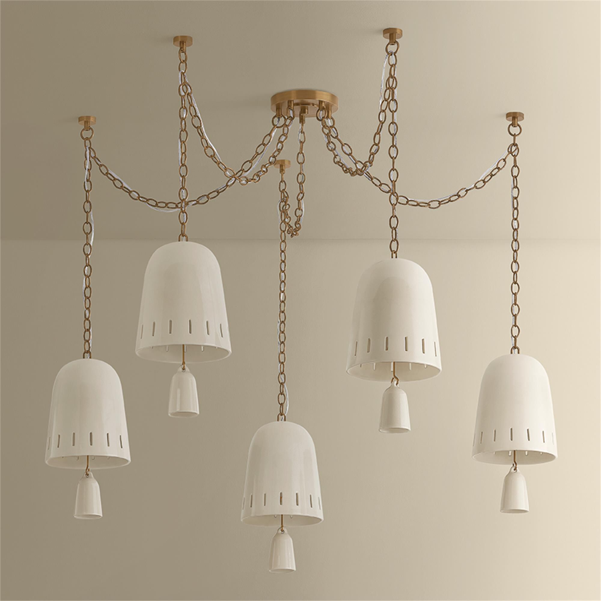 Shown in Patina Brass and Ceramic Ivory Crackle finish and Ivory Crackle Ceramic shade