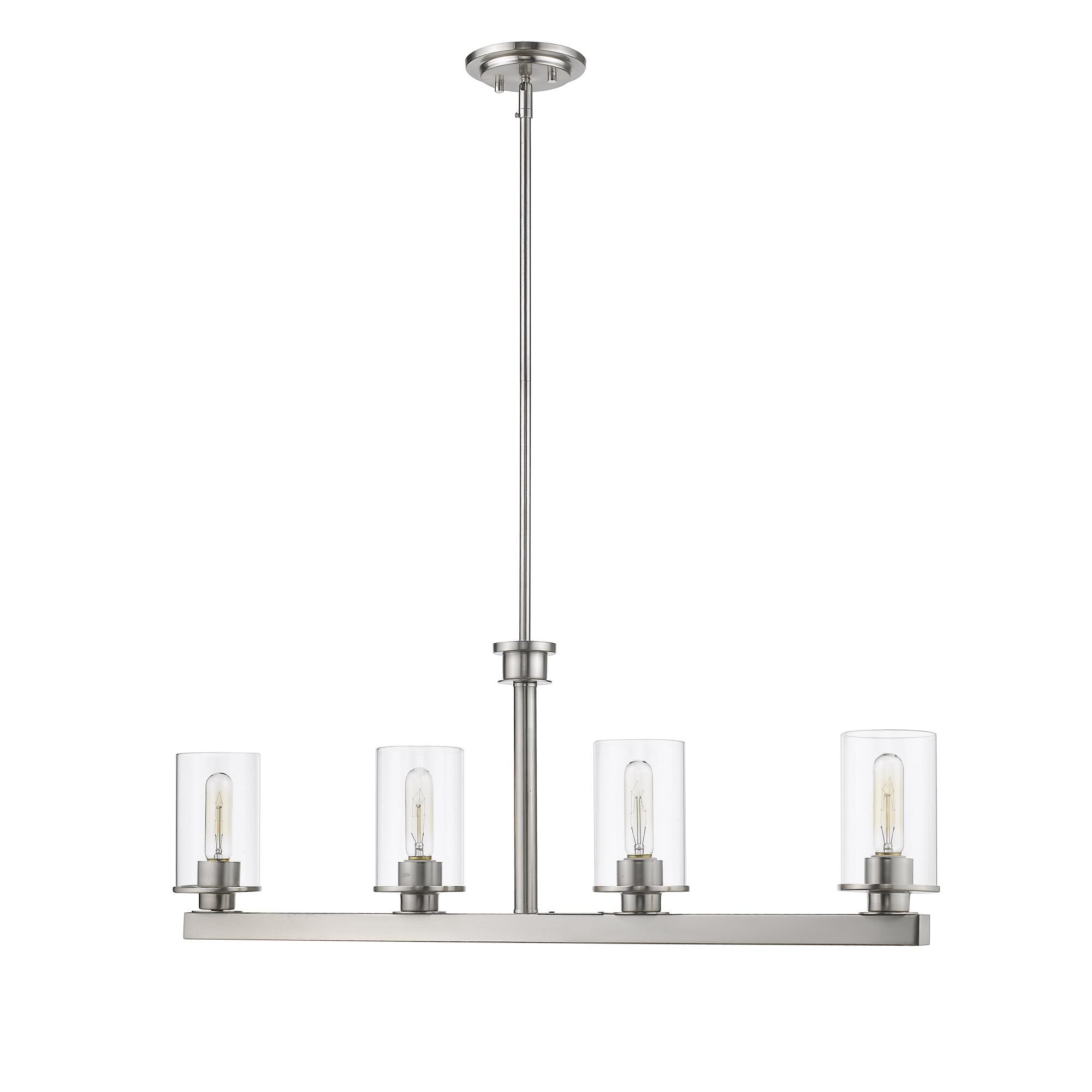 Shown in Brushed Nickel finish and Glass shade