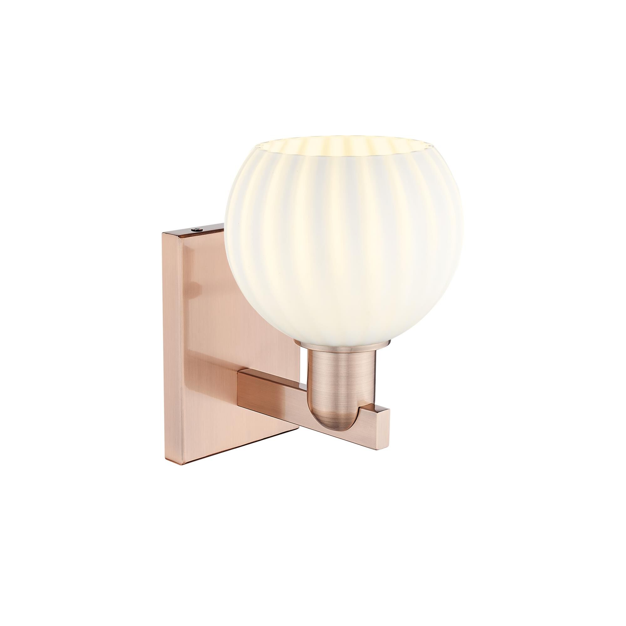 Shown in Antique Copper finish and White Venetian glass