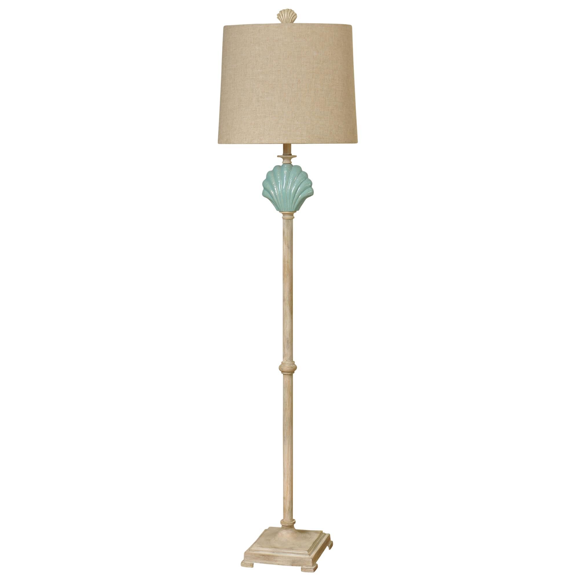 Shown in Light Blue finish and Beige Hardback Fabric shade