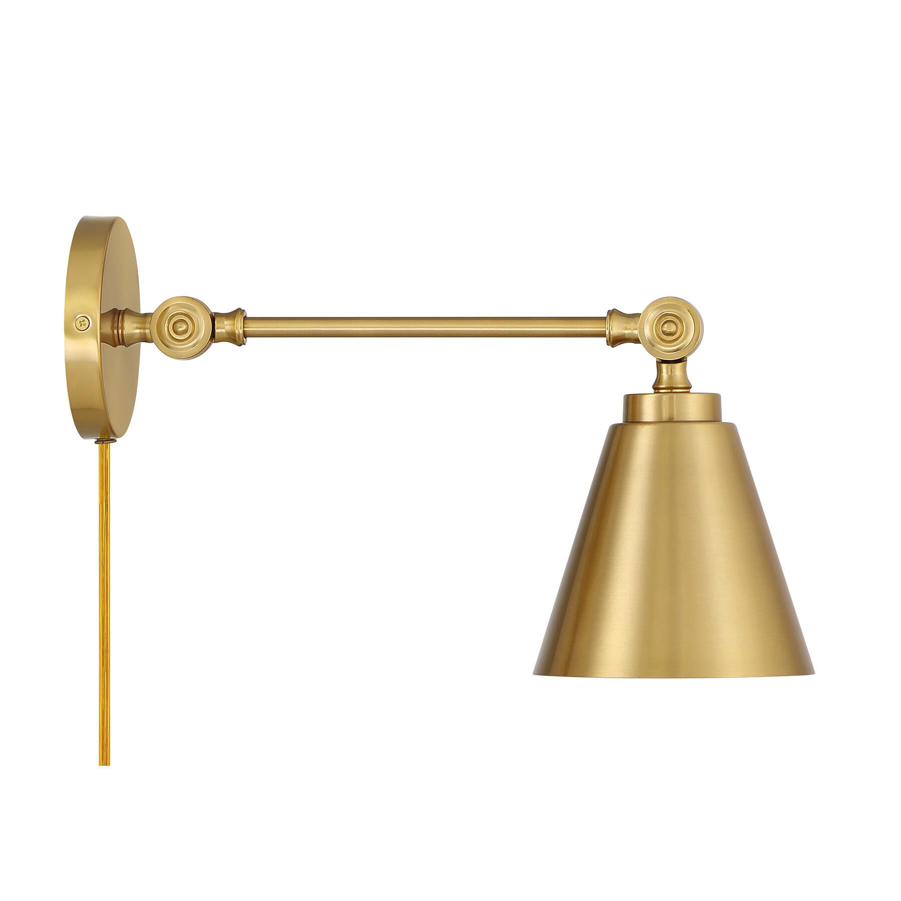 Shown in Natural Brass finish and Metal shade