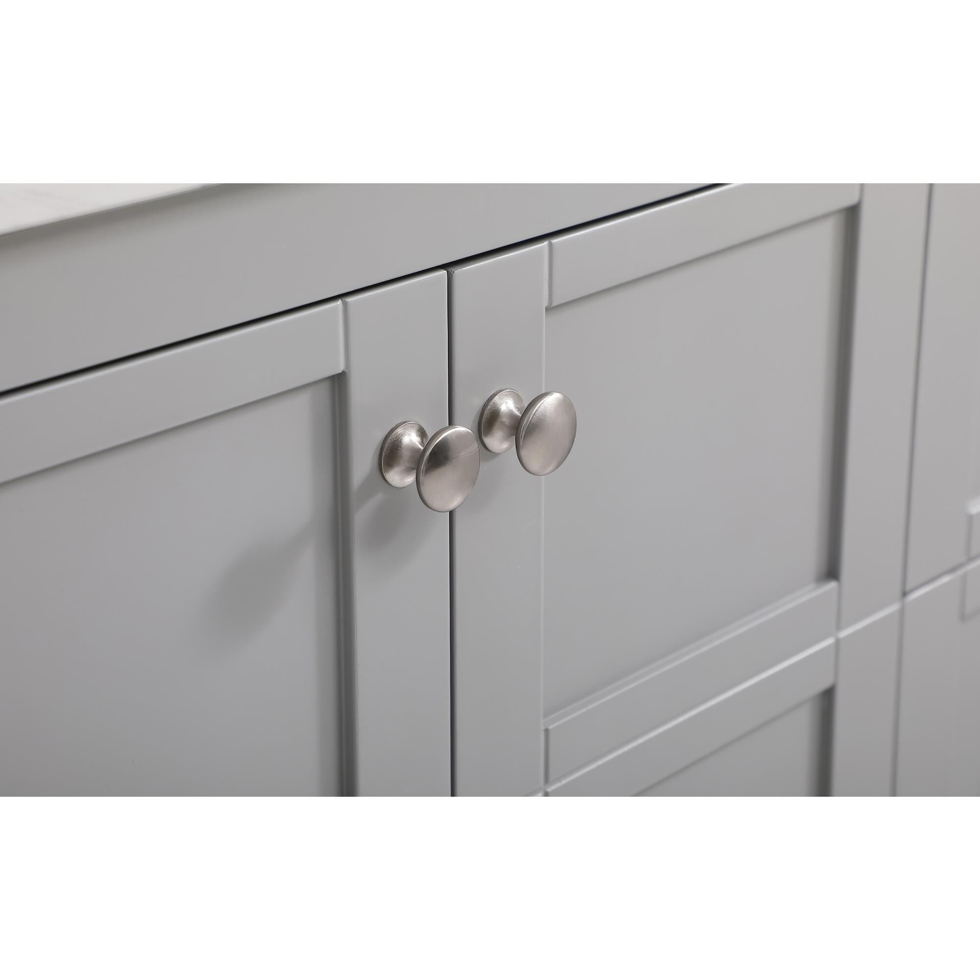 Shown in Gray And Brushed Nickel With Carrara White Marble finish