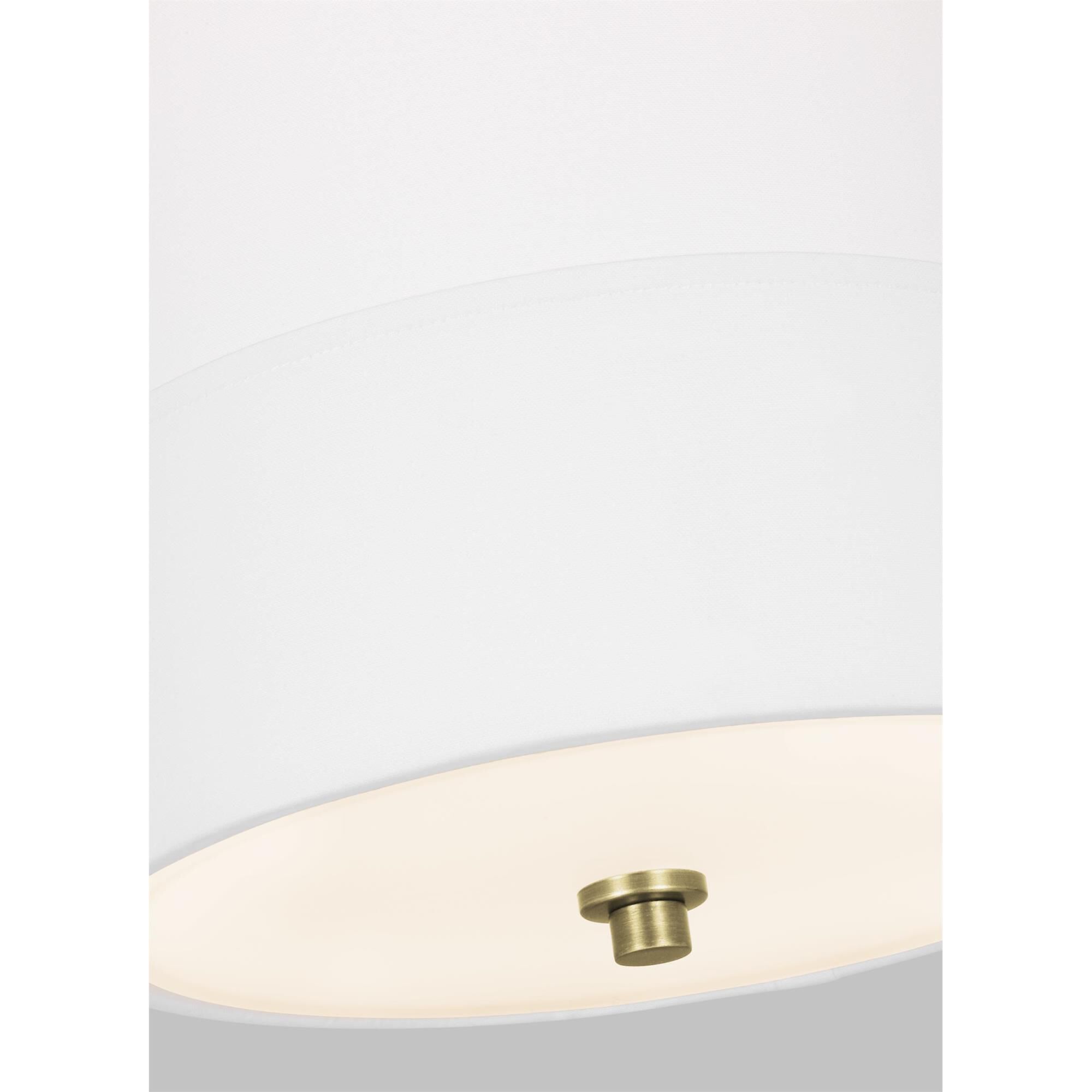 Shown in Time Worn Brass finish and Etched Glass Diffuser And White Linen W/White Inlay Fabric shade