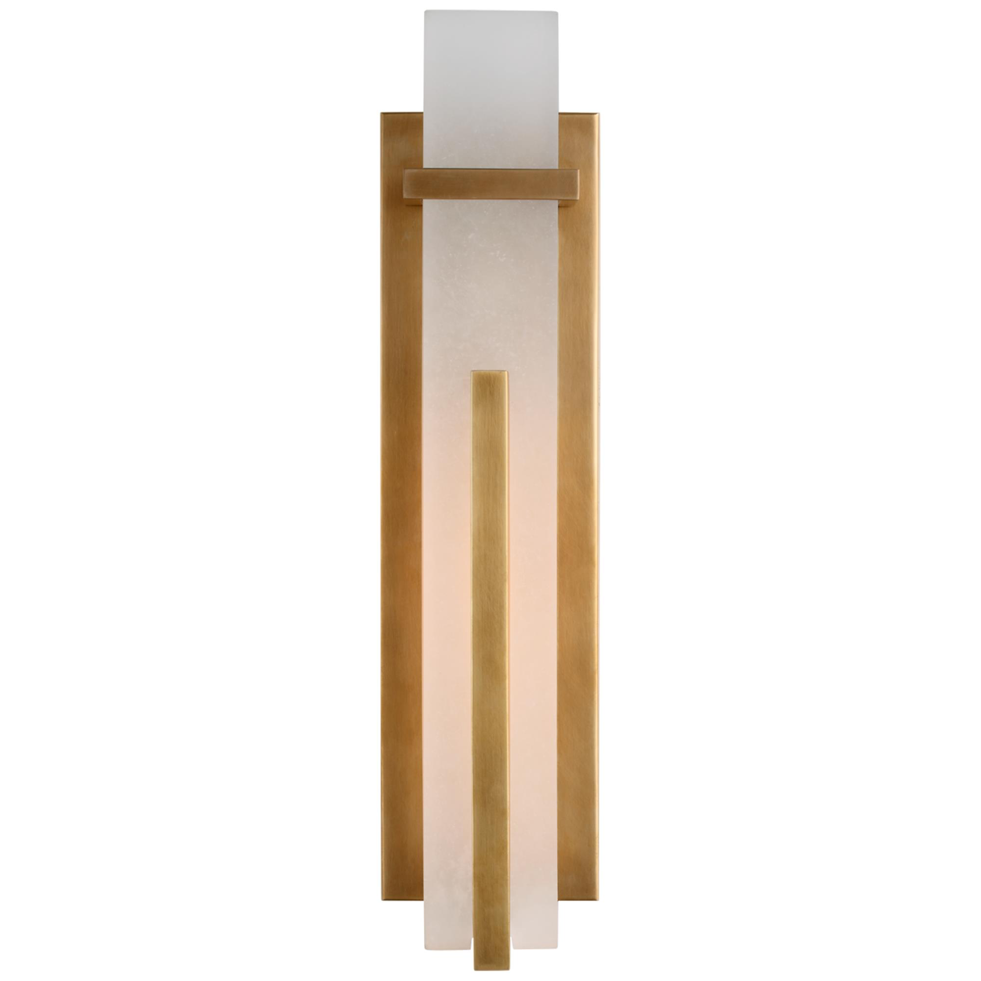 Shown in Hand-Rubbed Antique Brass finish and Alabaster shade