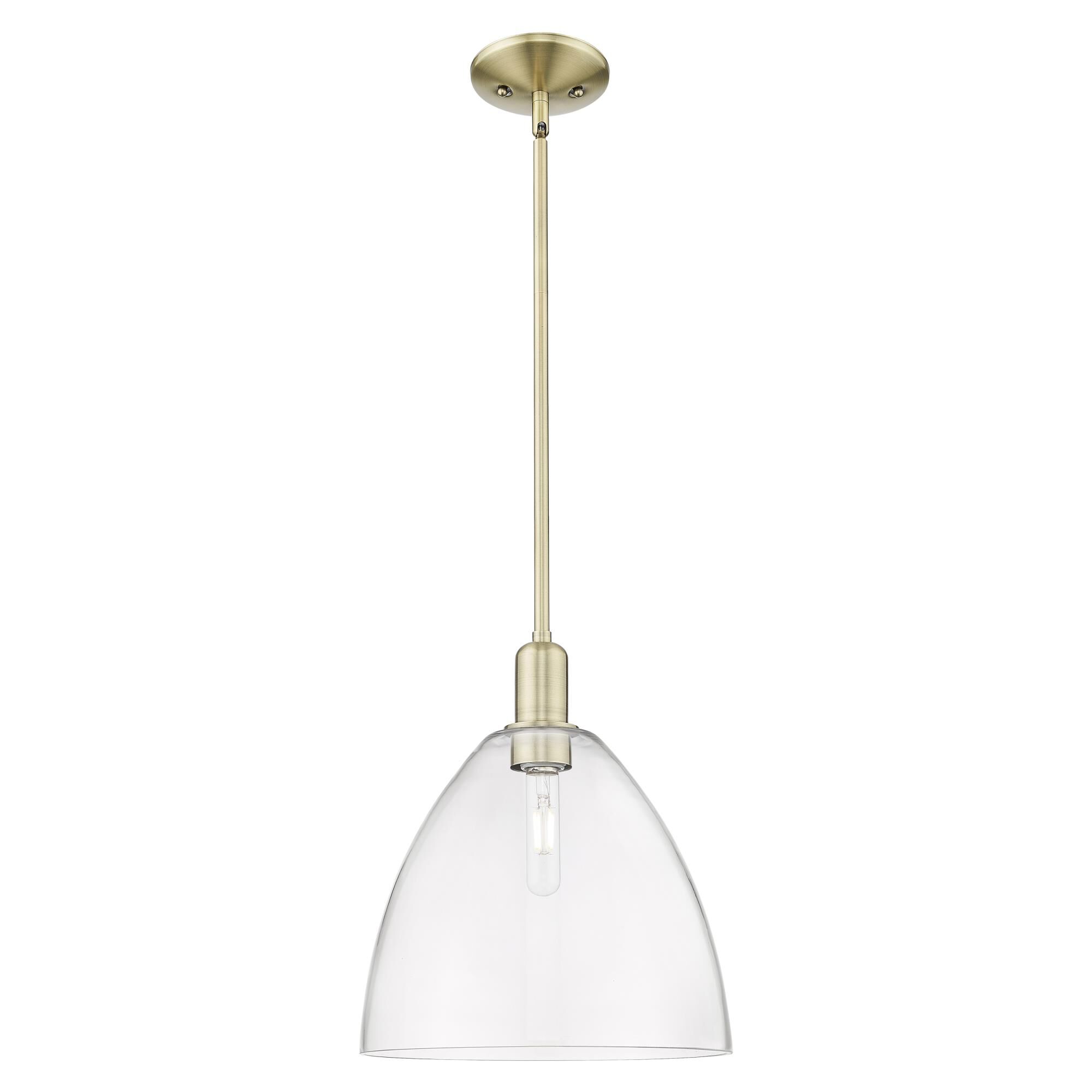 Shown in Antique Brass finish and Clear glass