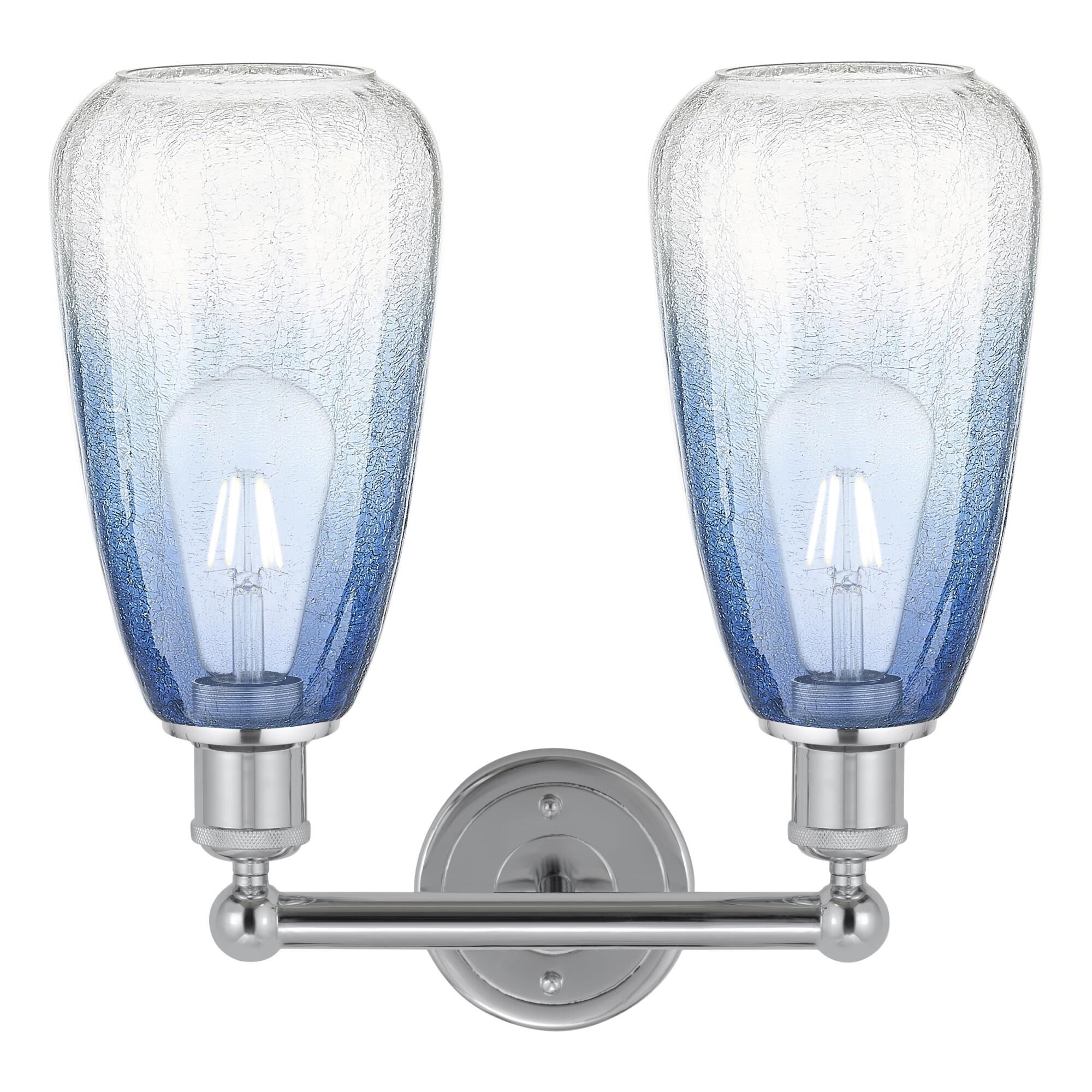 Shown in Polished Chrome finish and Sapphire Blue glass