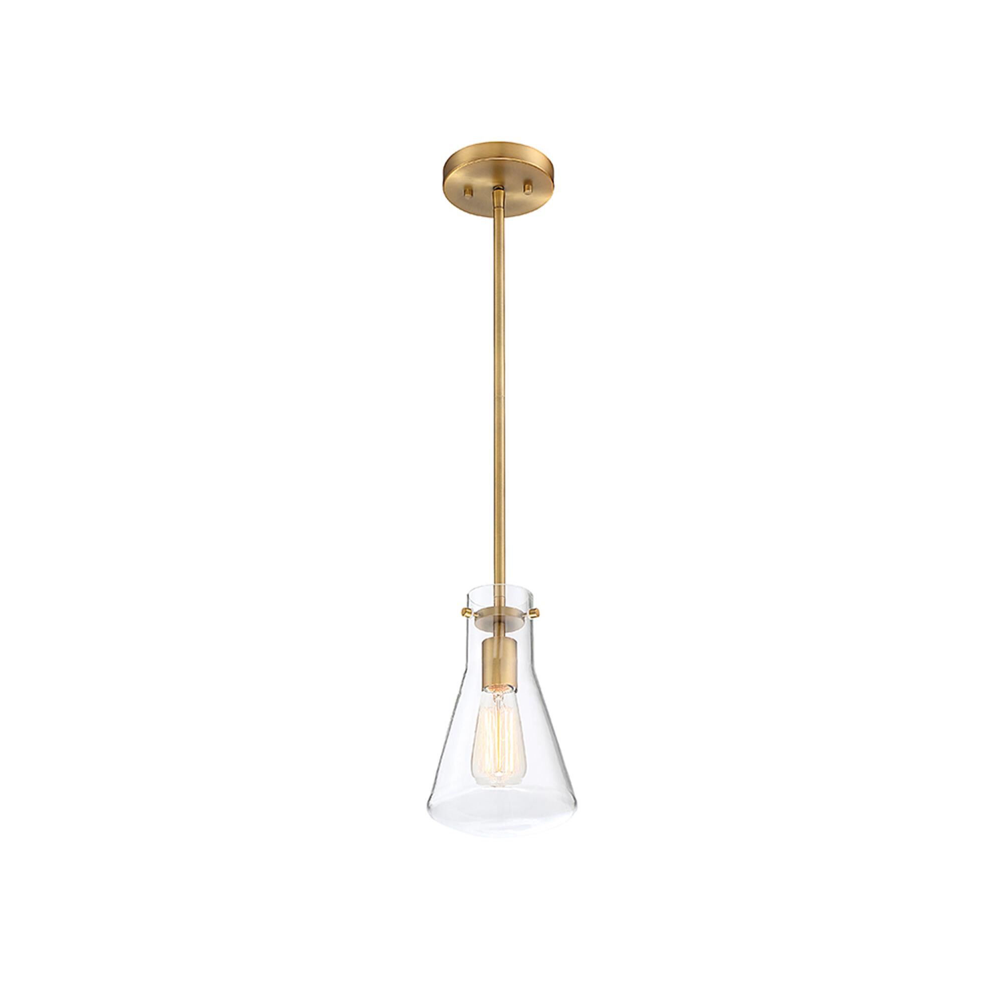 Shown in Natural Brass finish and Clear glass