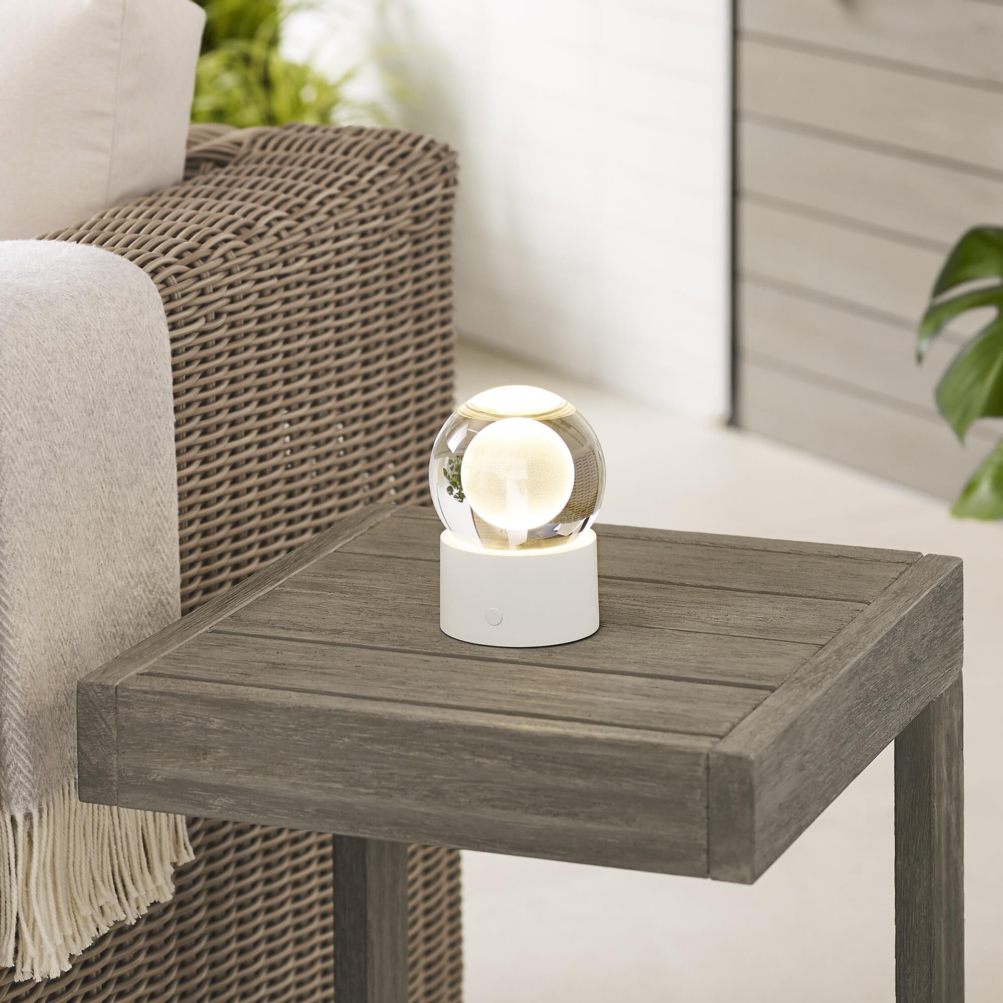 Shown in Matte White finish and Crystal glass