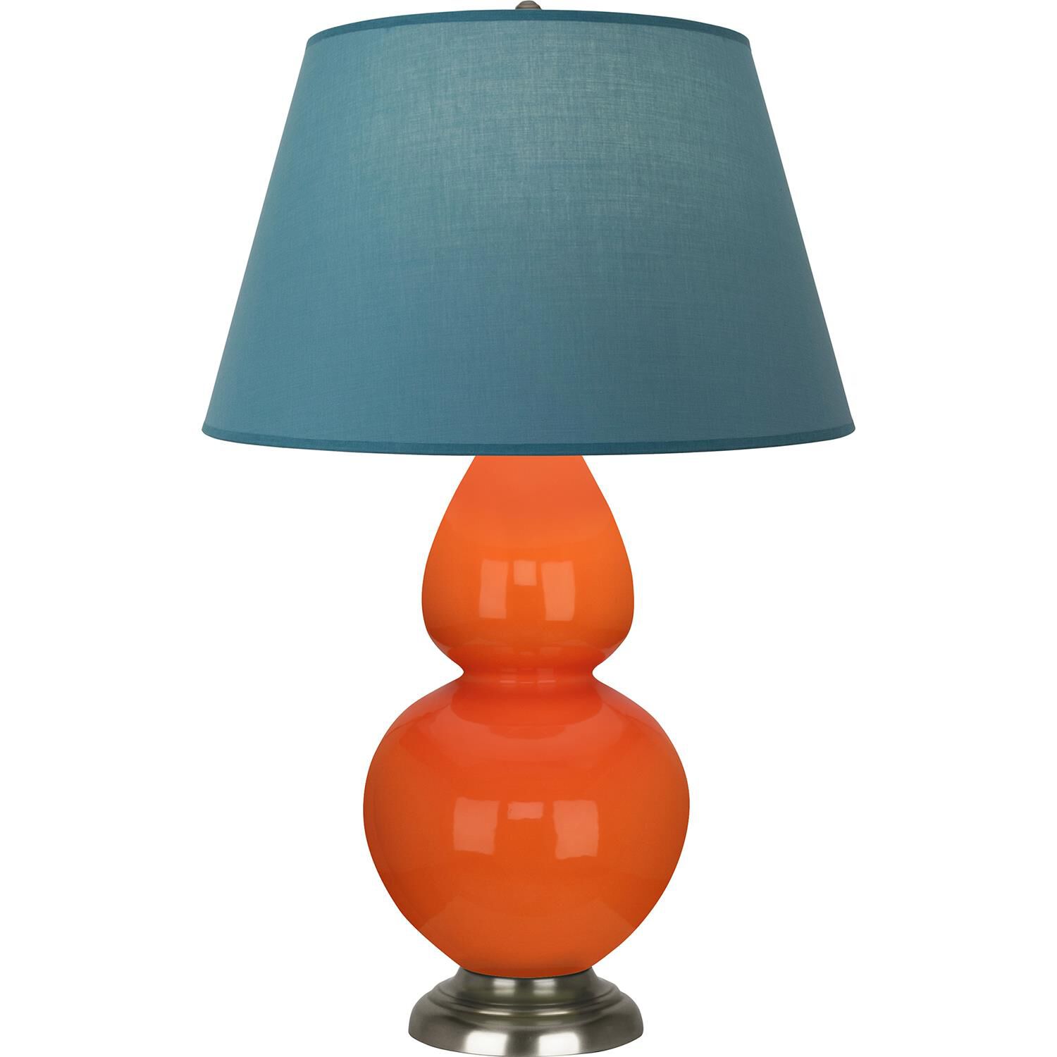 Shown in Pumpkin finish and Bright Blue and Gray shade and Antique Silver accent