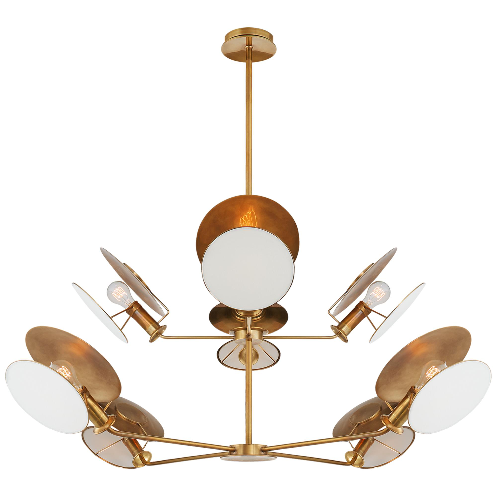 Shown in Hand-Rubbed Antique Brass finish and Linen shade