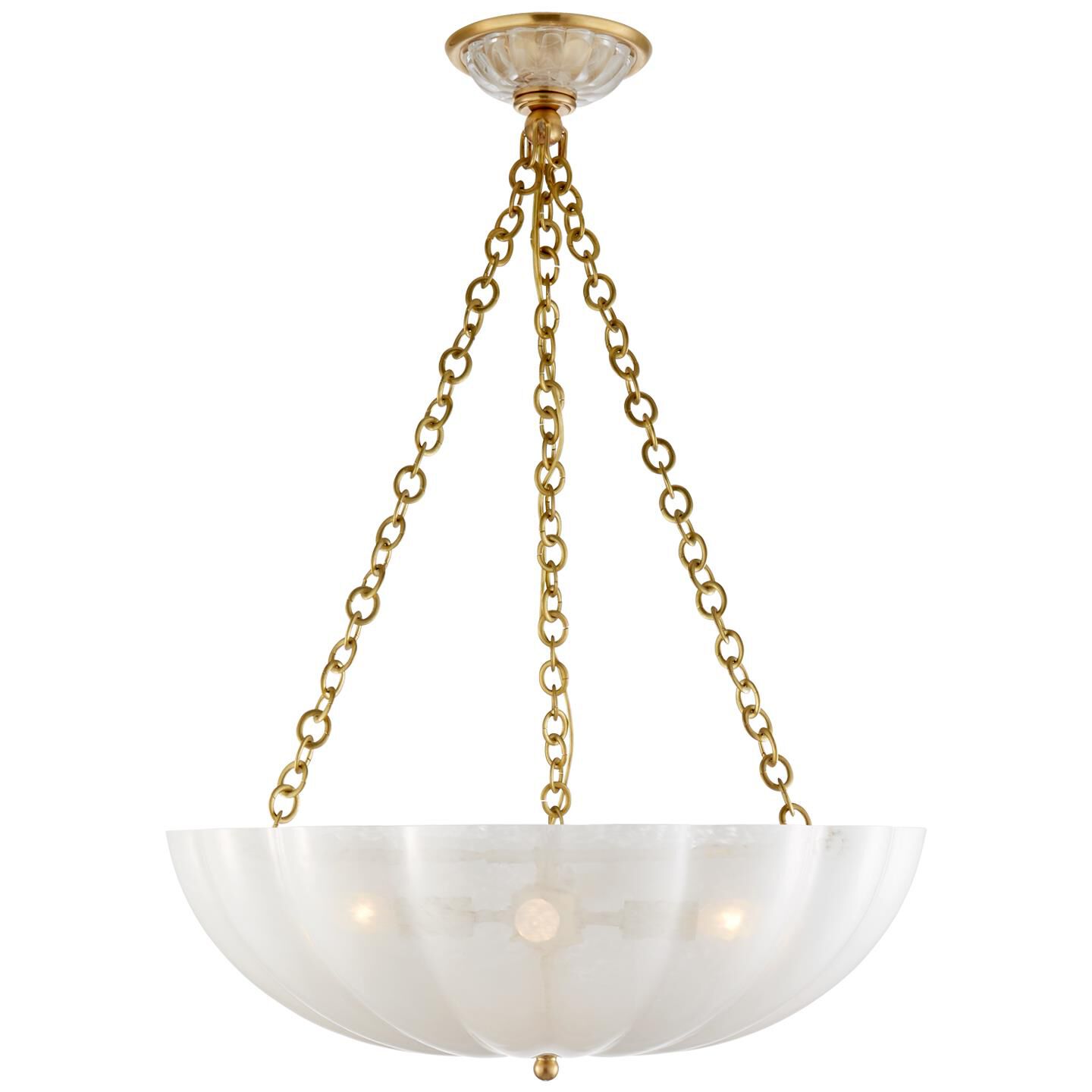 Shown in Hand-Rubbed Antique Brass finish and White glass