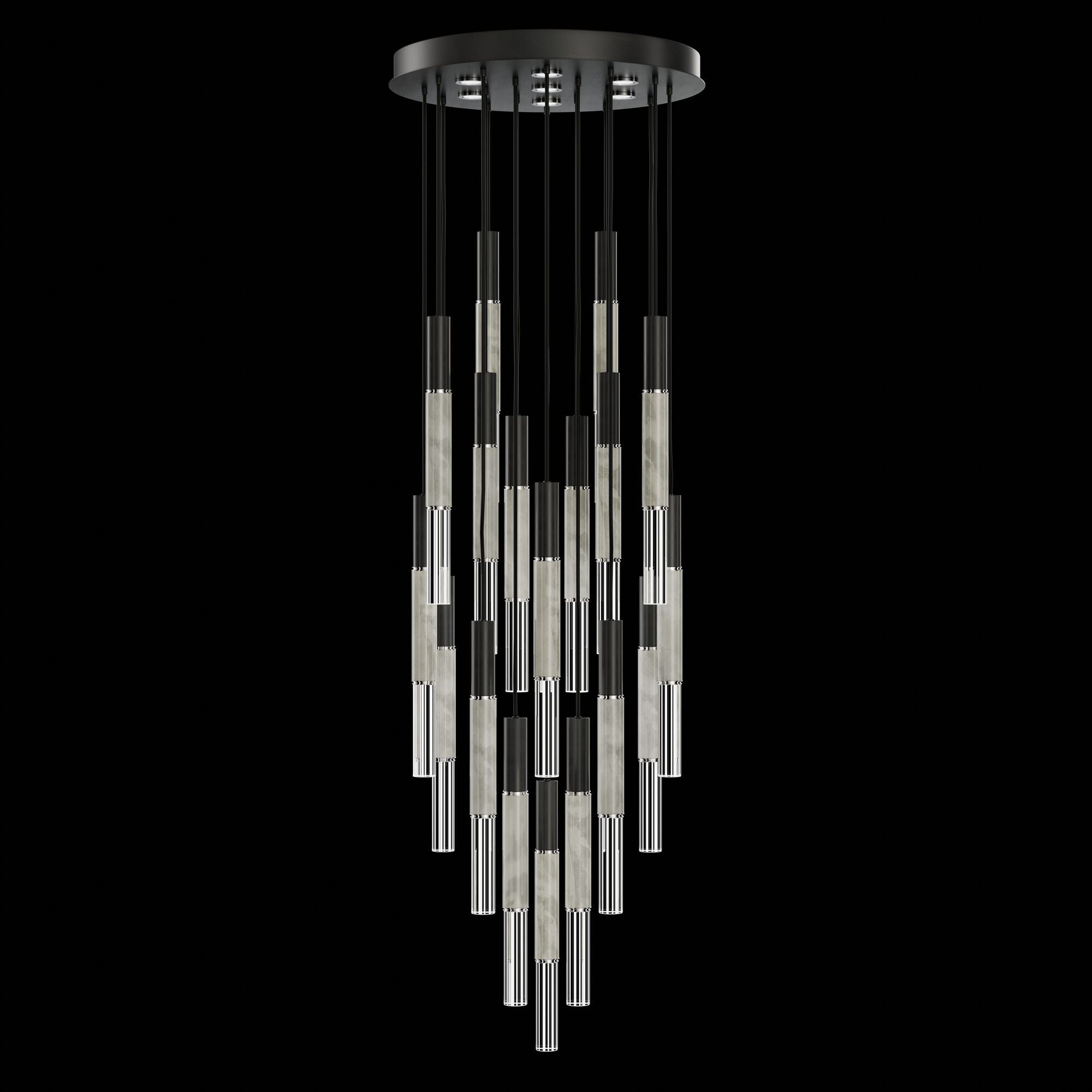 Shown in Black finish and True crystal and False glass