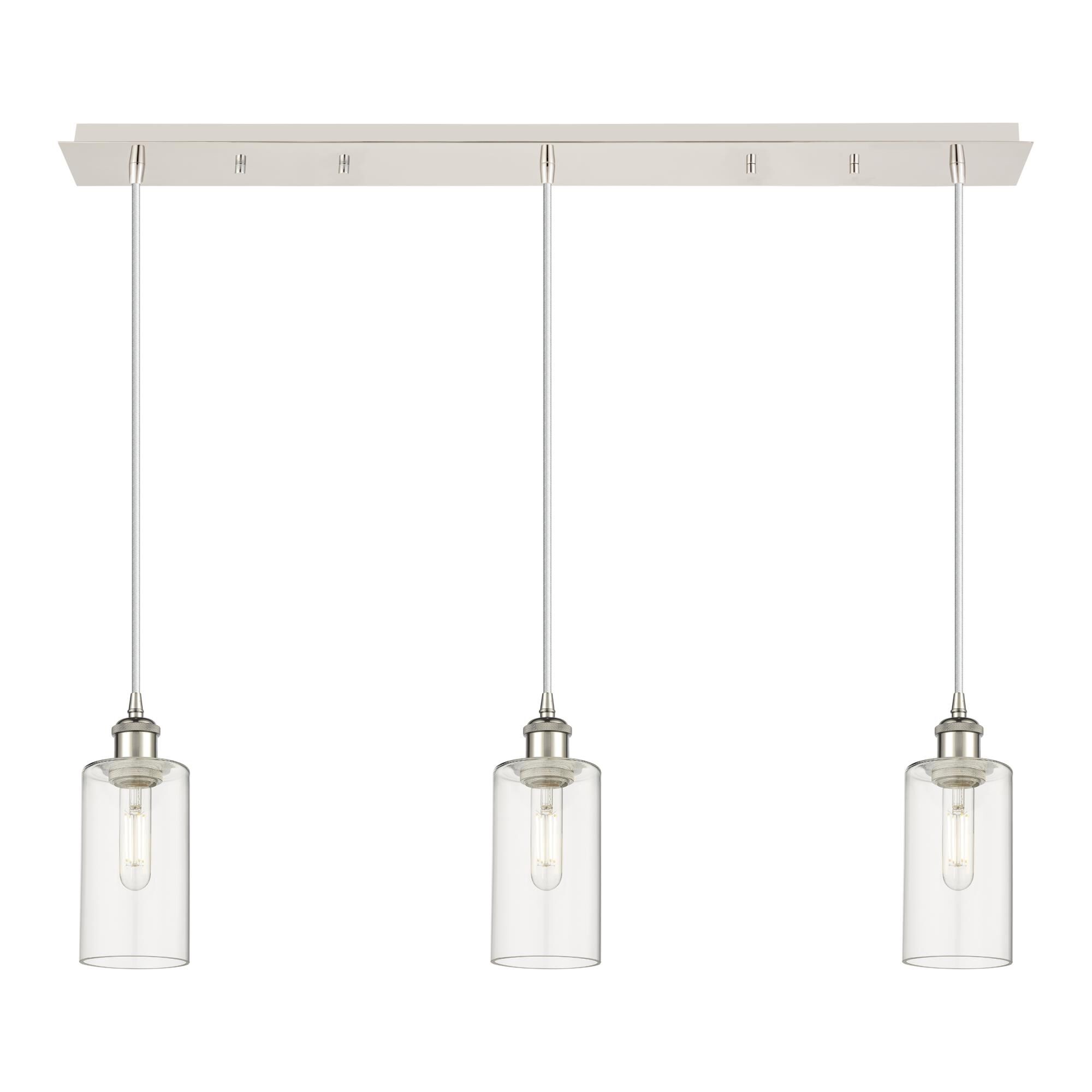 Shown in Polished Nickel finish and Clear shade