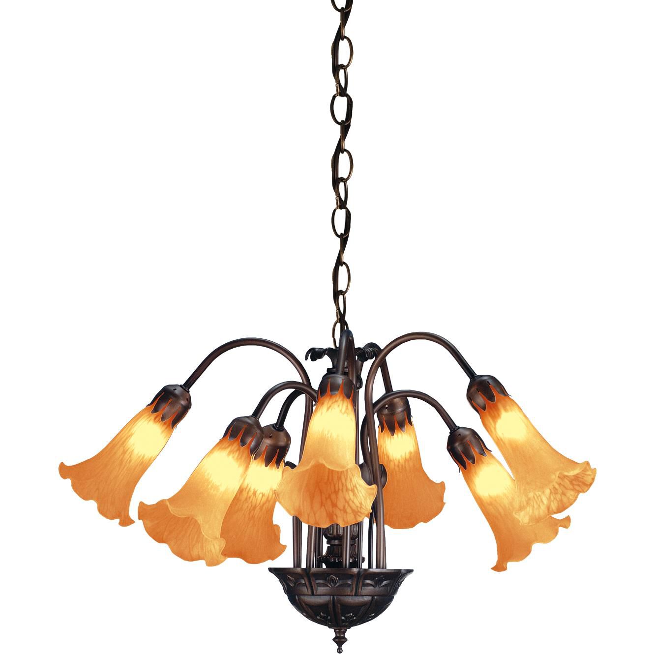 Shown in Mahogany Bronze finish and Amber glass