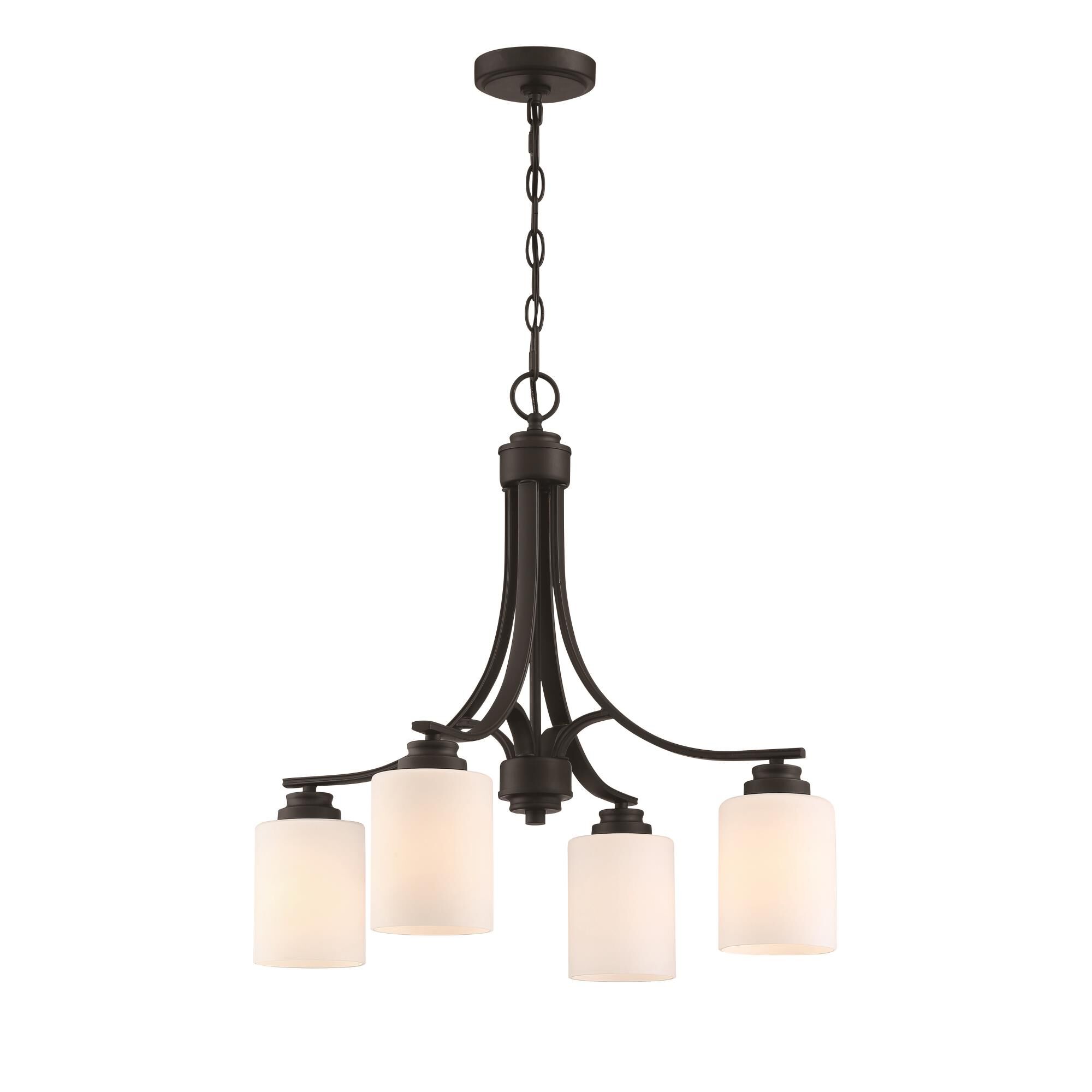 Shown in Flat Black finish and White Frosted glass and Glass shade