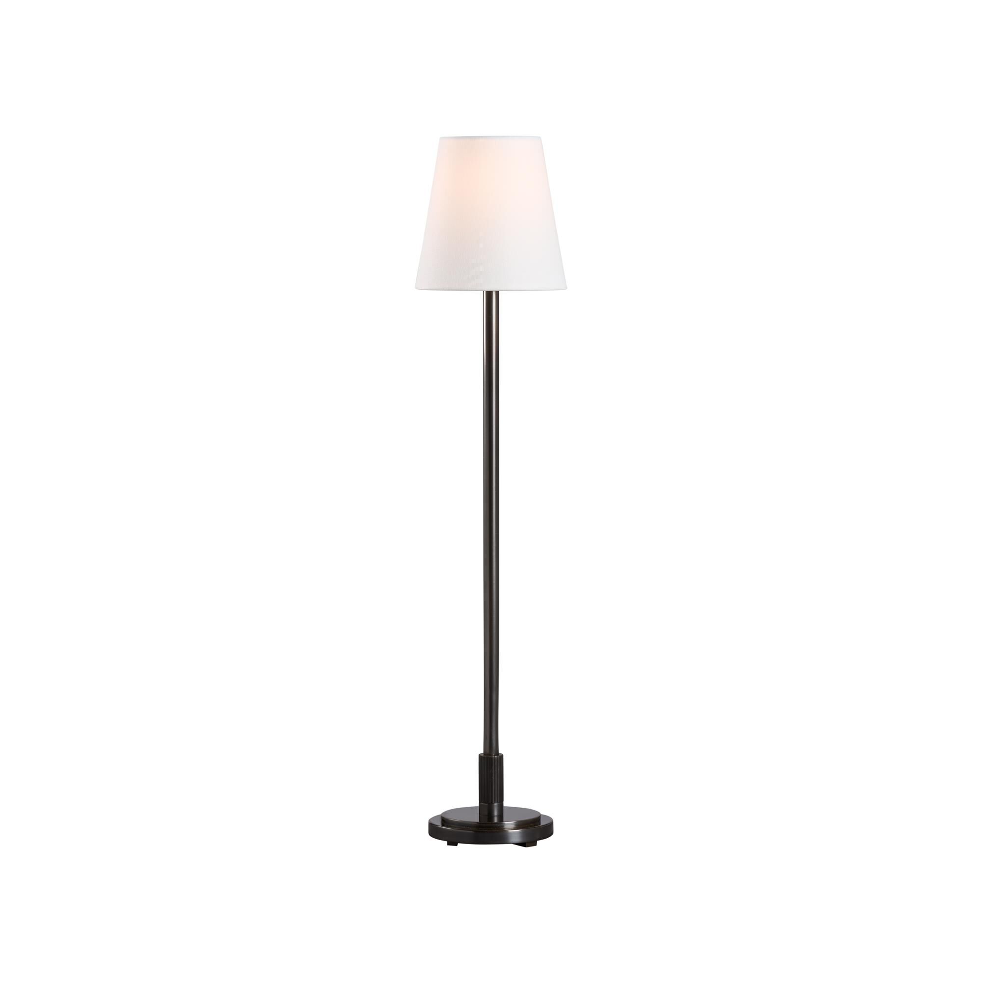 Shown in Brown finish and Linen shade