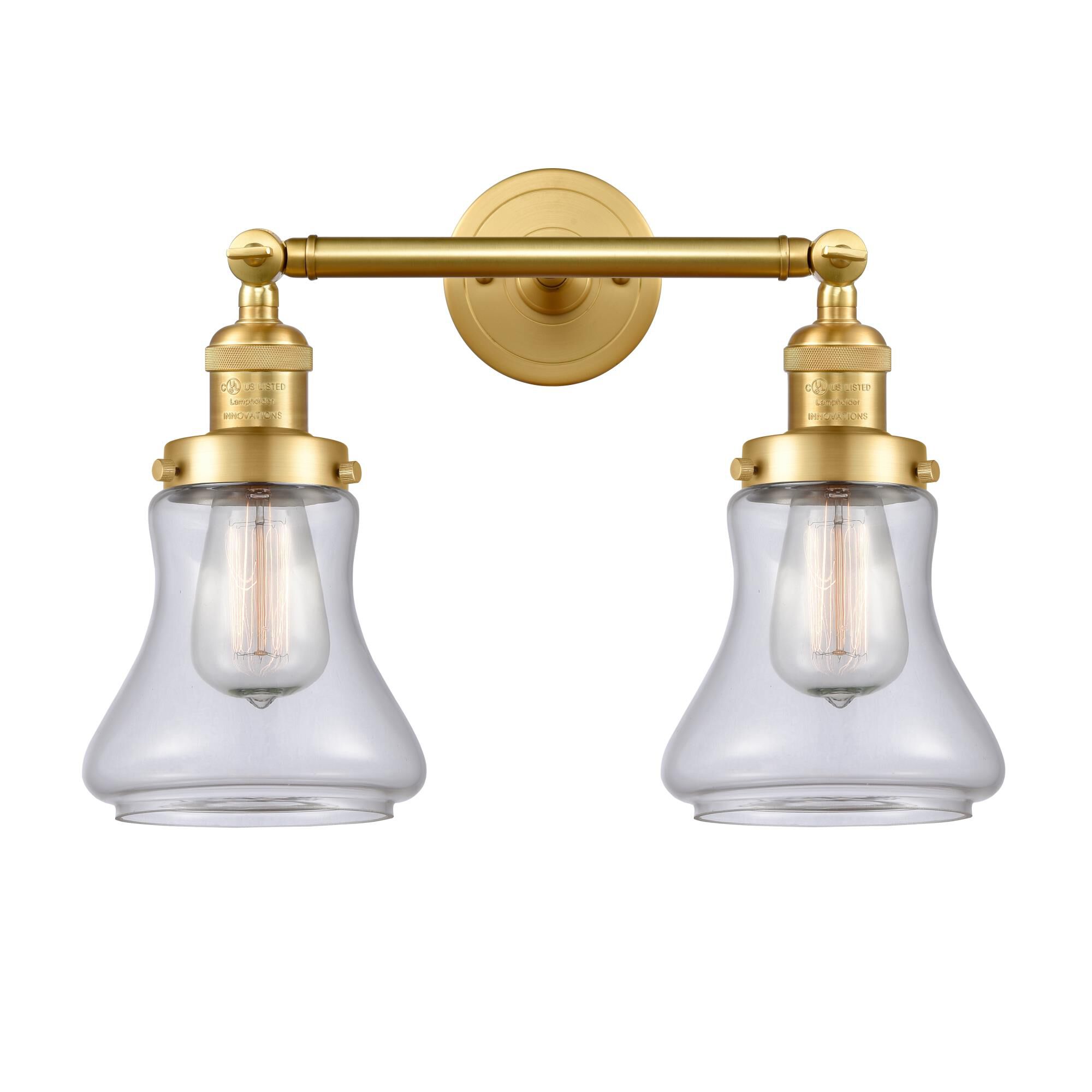 Shown in Satin Gold finish and Clear Bellmont glass
