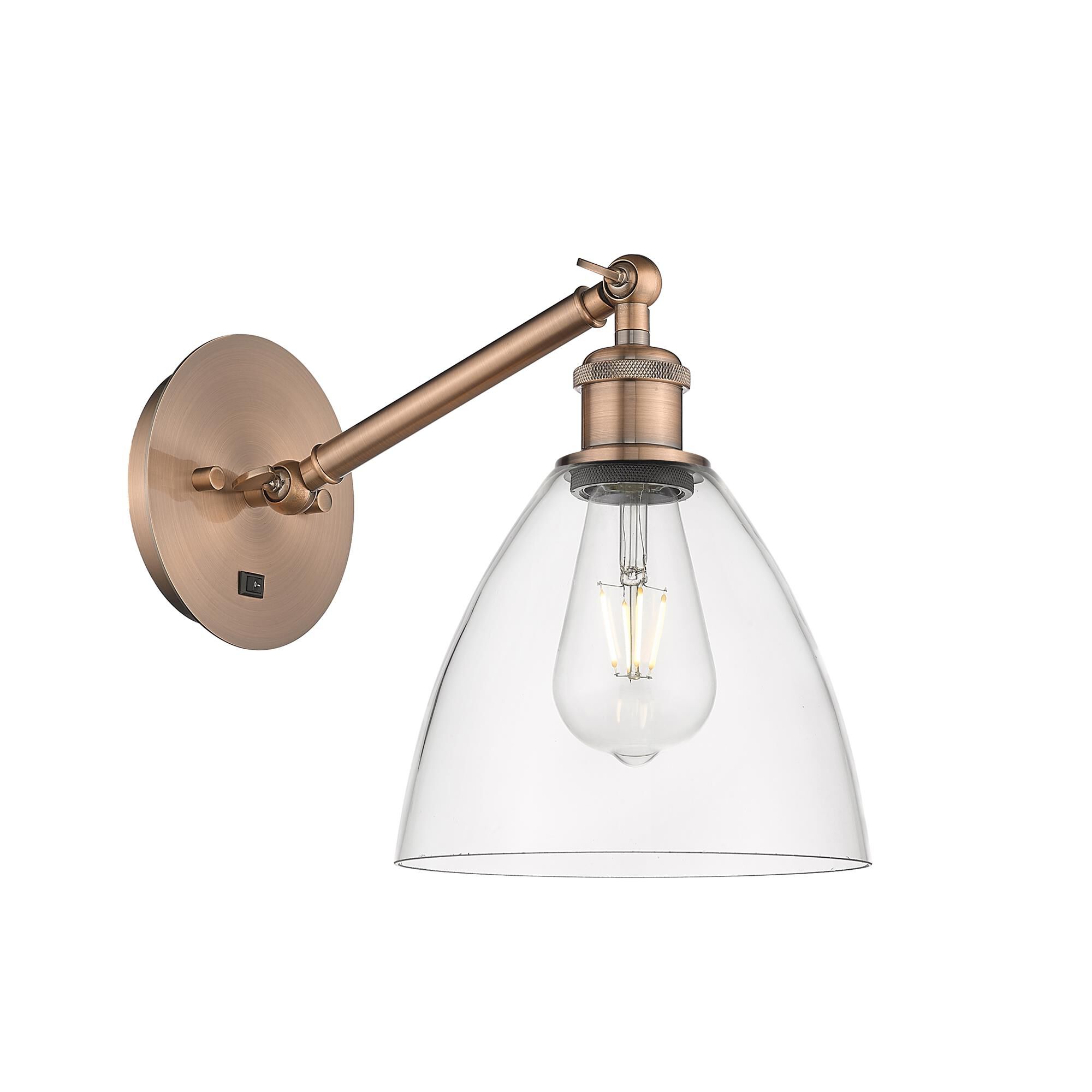 Shown in Antique Copper finish and Clear Ballston Dome glass