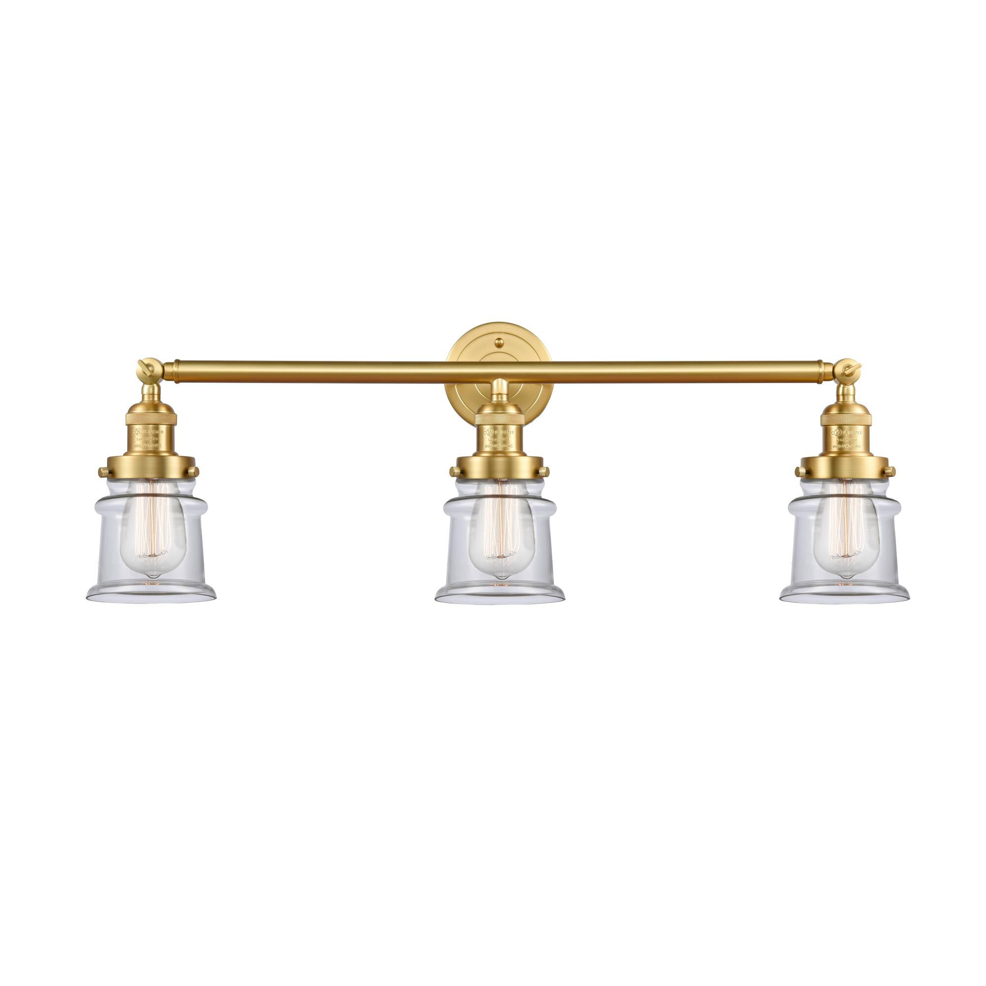 Shown in Satin Gold finish and Clear Canton glass