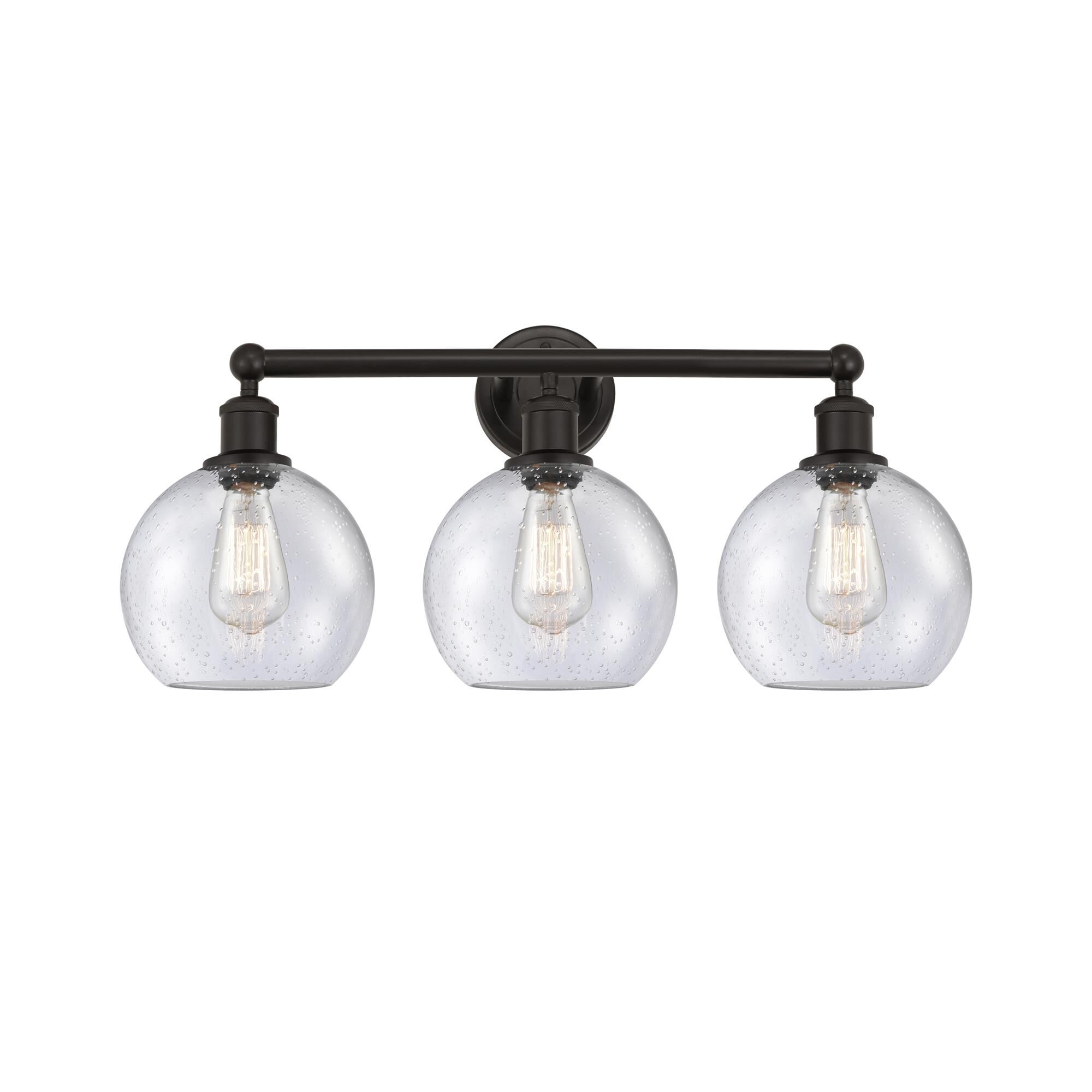 Shown in Oil Rubbed Bronze finish and Seedy glass
