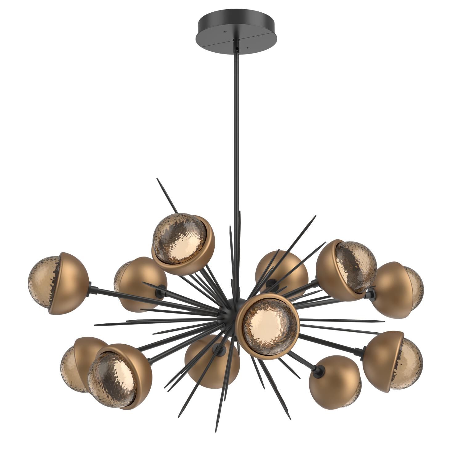 Shown in Matte Black finish and Bronze glass and Novel Brass accent