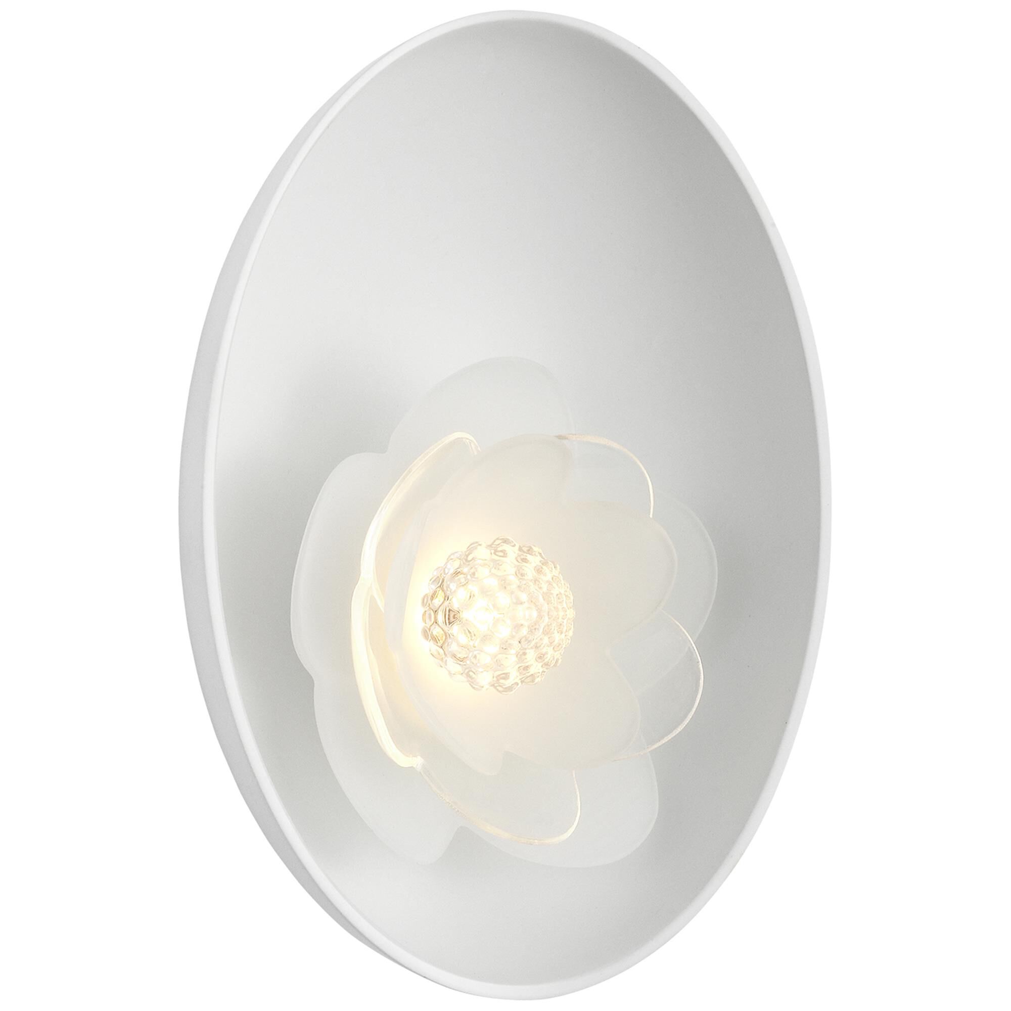 Shown in Matte White finish and Etched and Clear Flower glass