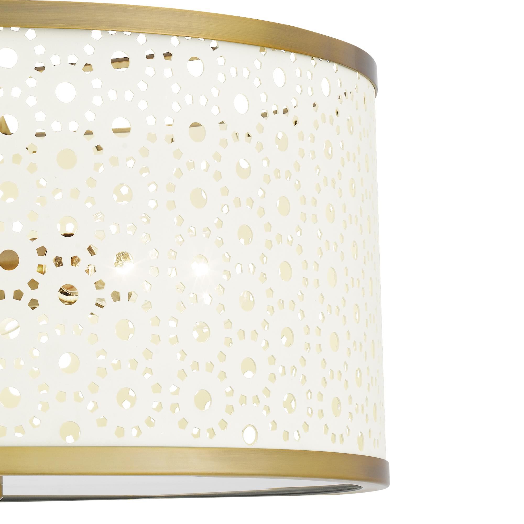 Shown in Aged Brass finish and Metal shade