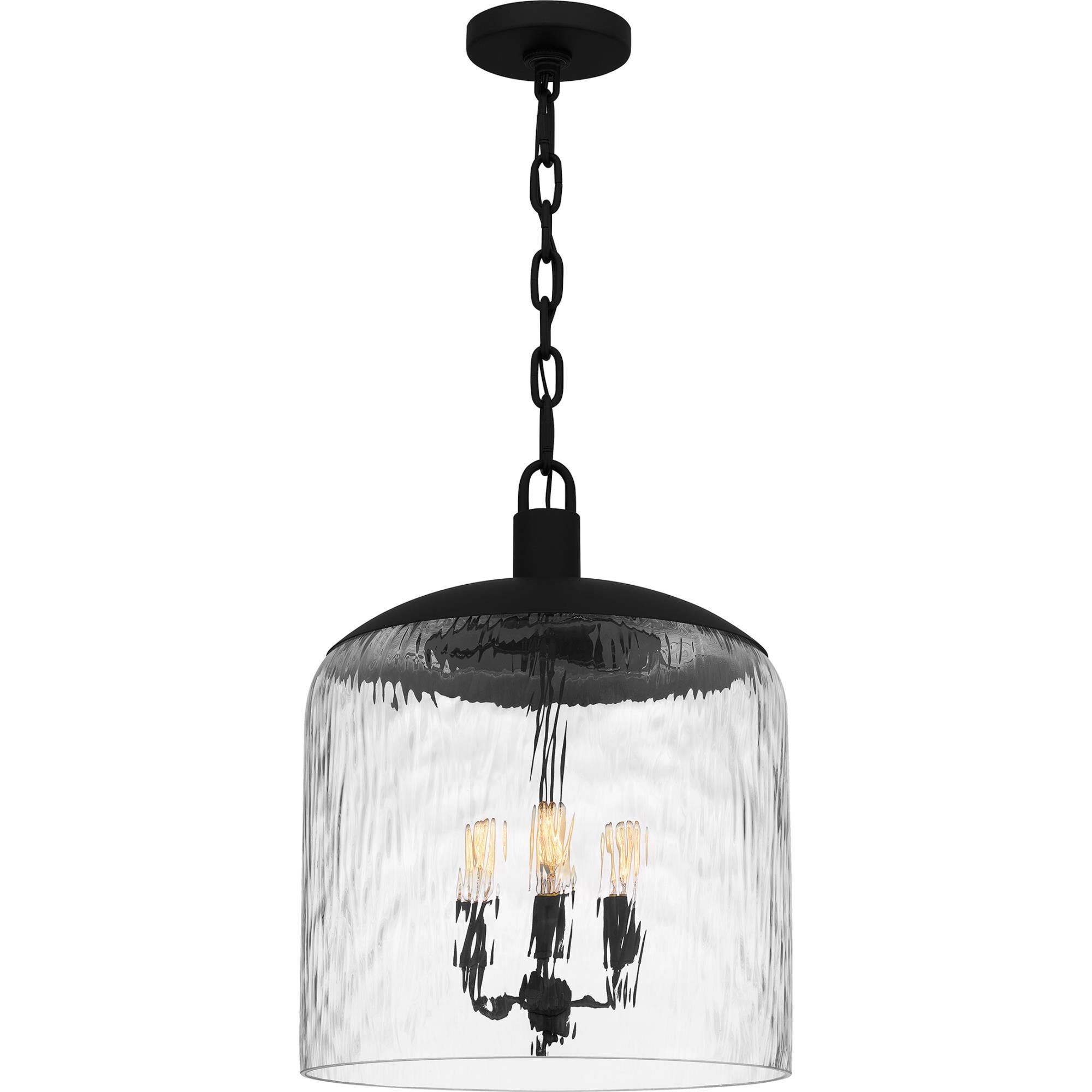 Shown in Matte Black finish and Clear Water Glass shade