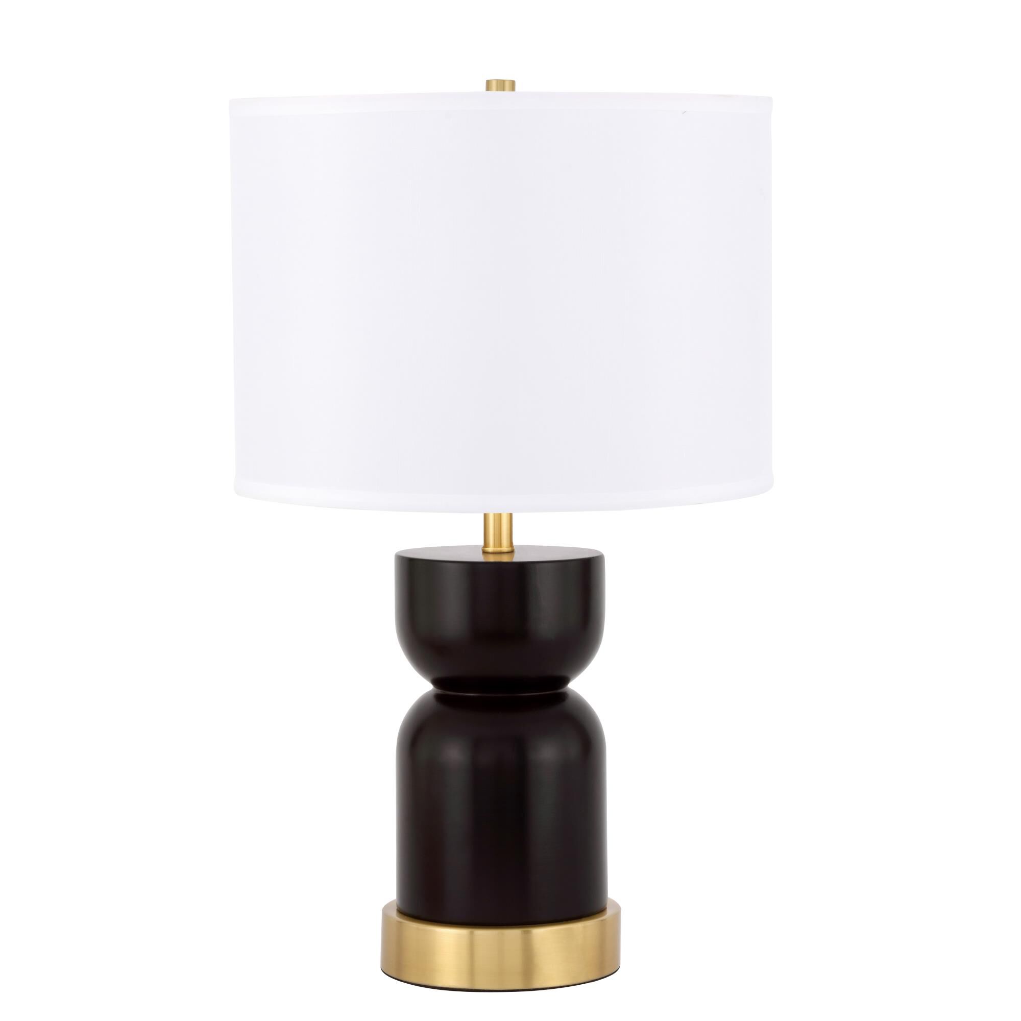 Shown in Brushed Brass And Dark Red finish and Fabric - Off White shade