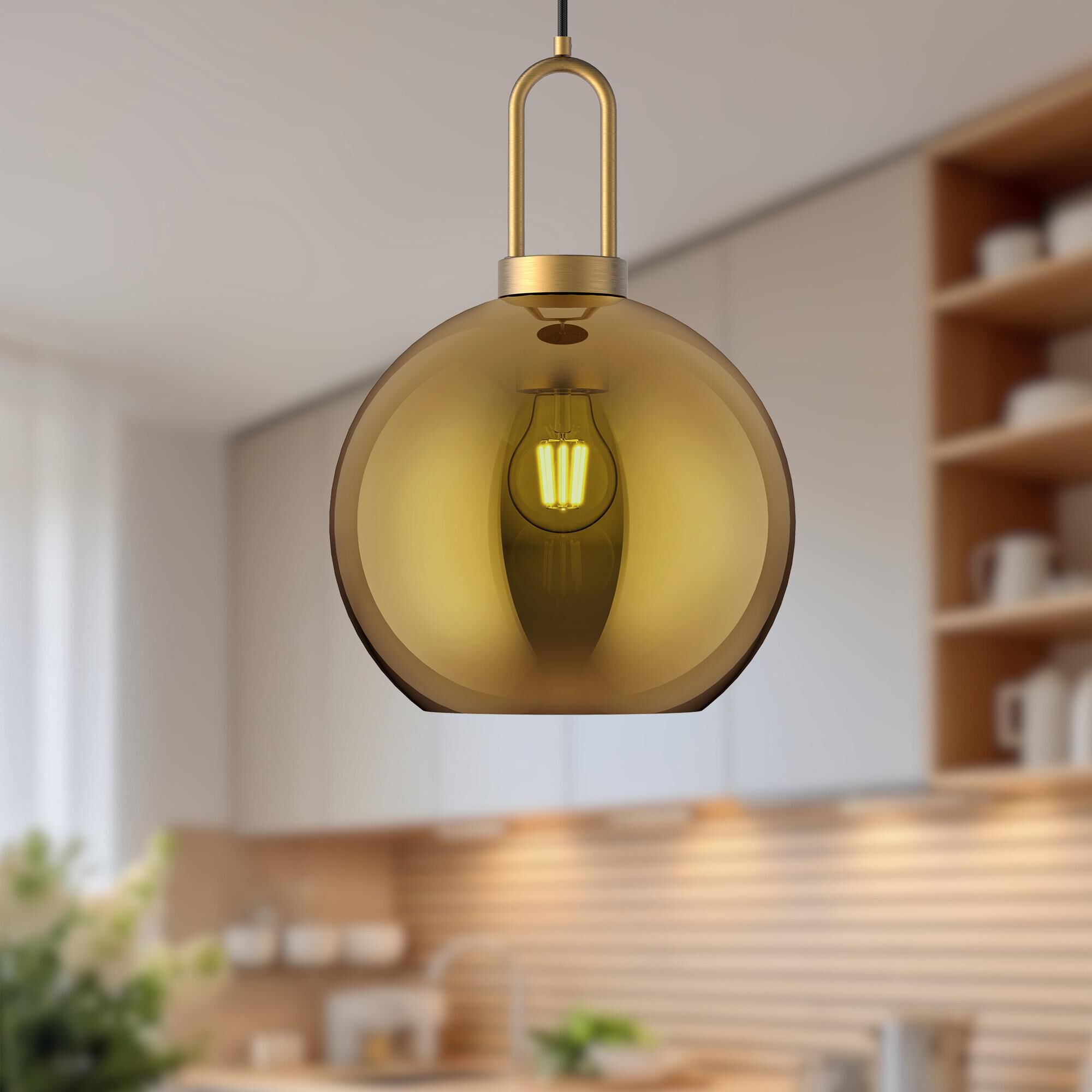 Shown in Aged Gold finish and Copper glass