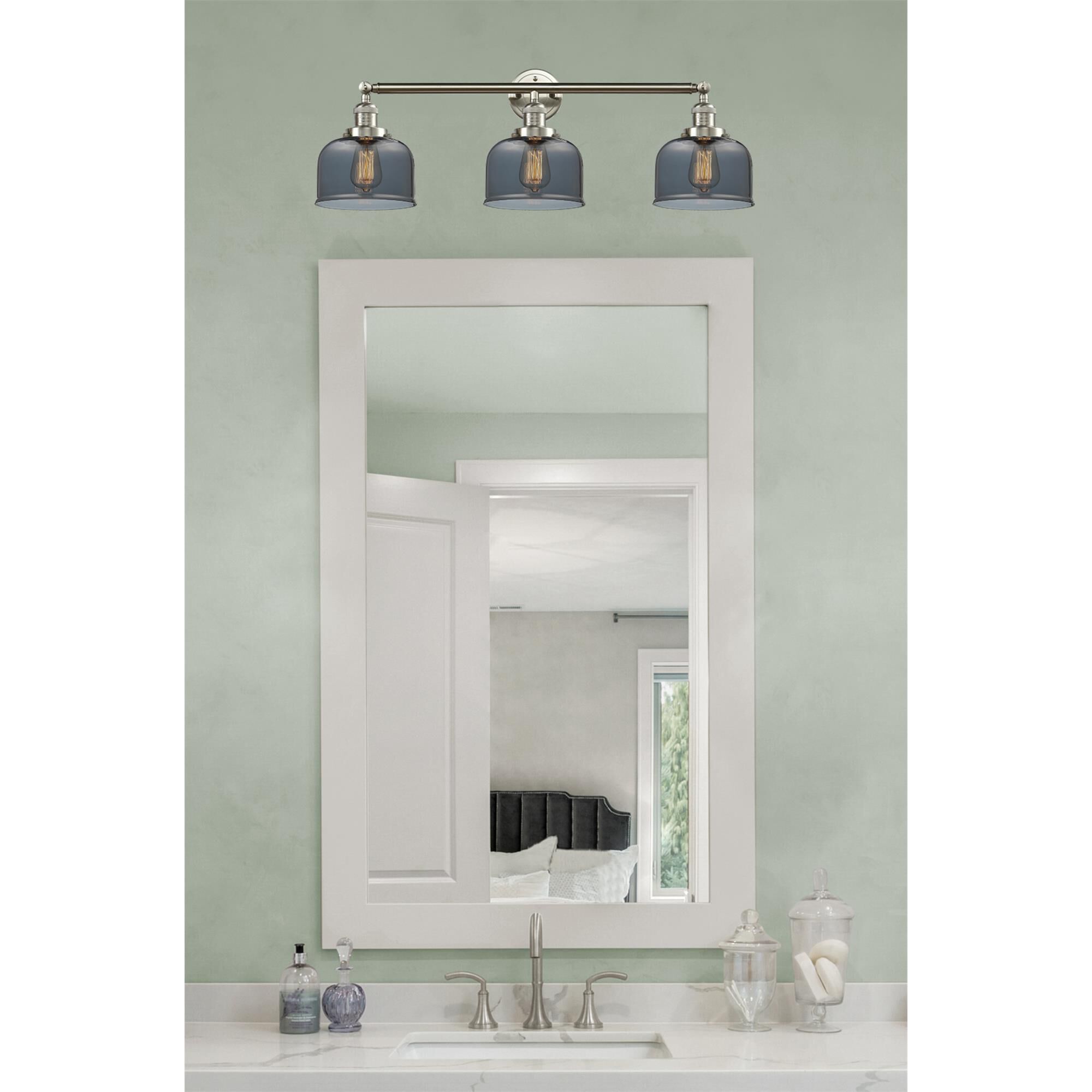 Shown in Brushed Satin Nickel finish and Plated Smoked glass