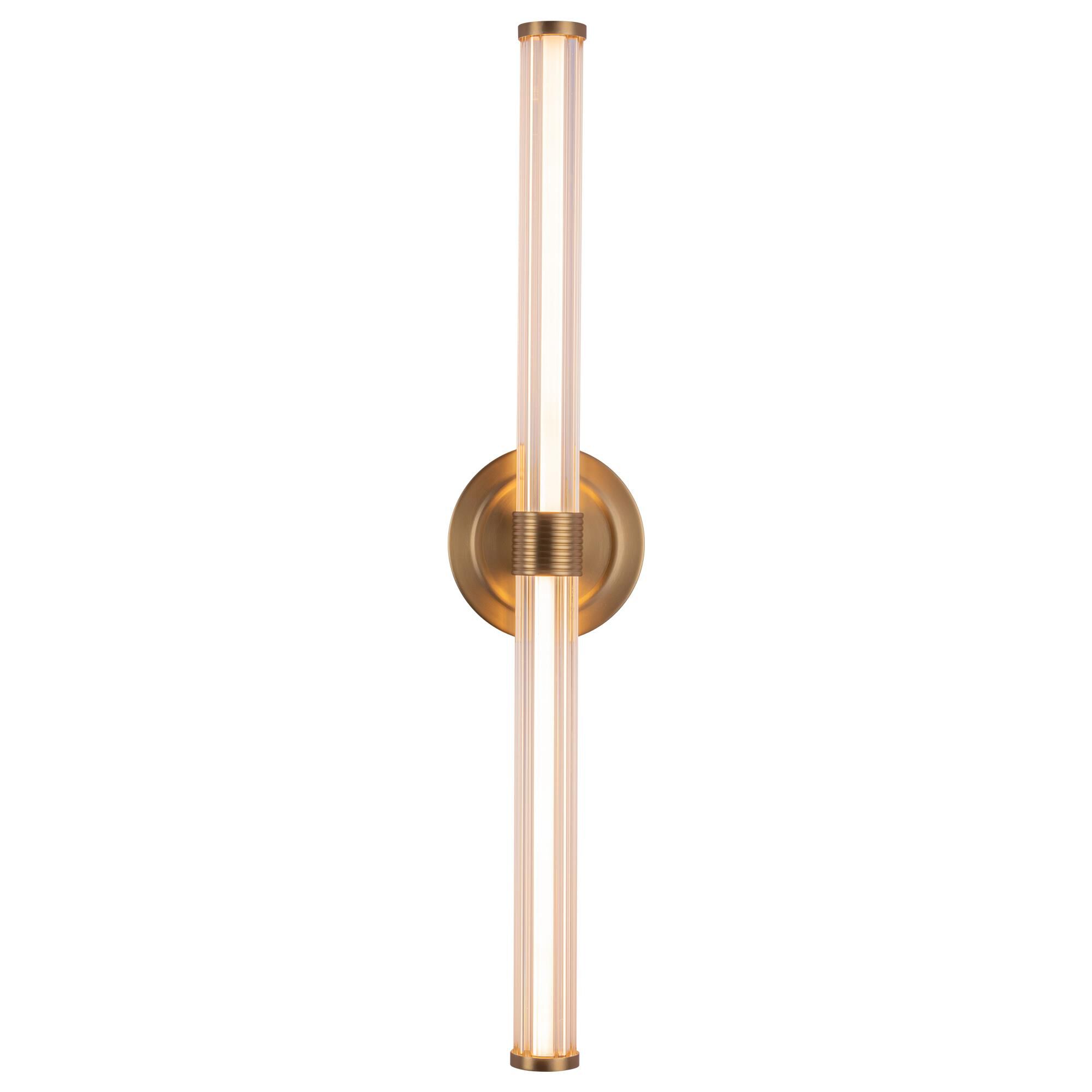 Shown in Brushed Gold finish and Clear Ribbed Acrylic Diffuser glass