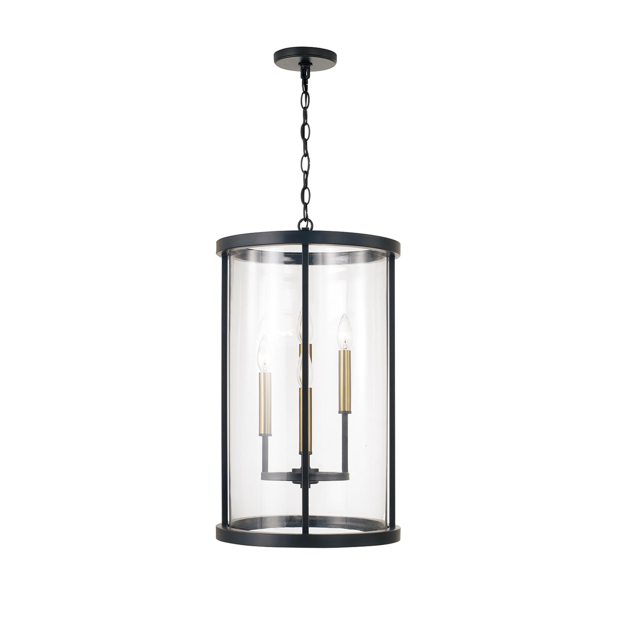 Shown in Espresso and Brass finish and Clear glass