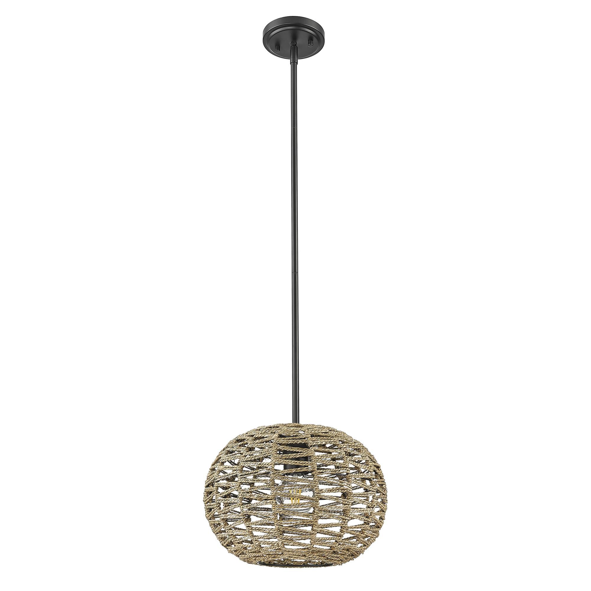 Shown in Black Metal With Natural Seagrass finish and Natural Seagrass shade